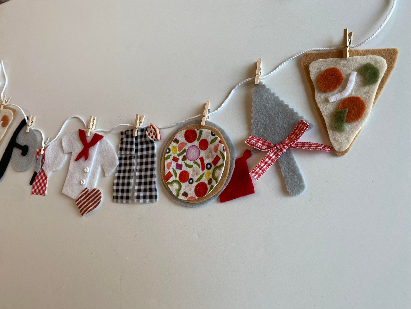 Pizzeria Banner Pizza Chef Garland Restaurant Bunting Felt Wall Hanging Decoration for Pizza Lovers