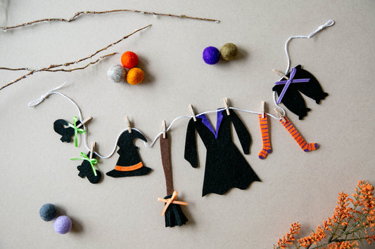 Witch Clothesline Halloween Decoration Banner Bunting Garland Witch's Laundry Line Home Decor
