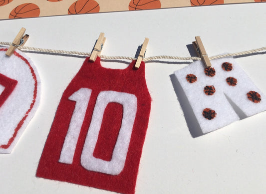 Miniature Felt Basketball Player's Clothesline Banner Bunting Garland Decoration Wall Hanging