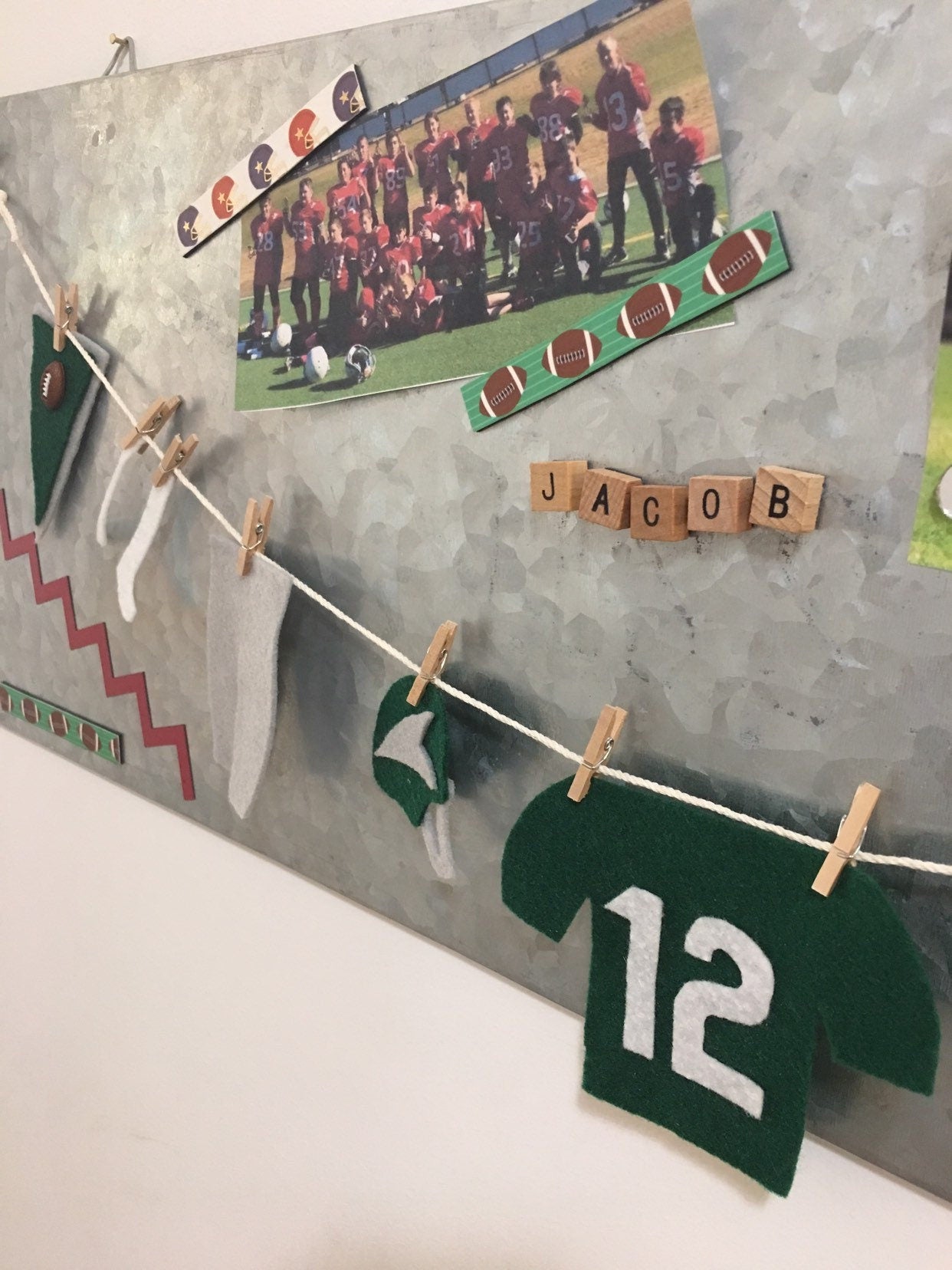 Miniature Felt Football Player's Clothesline Football Banner Garland Bunting Decoration Wall Hanging