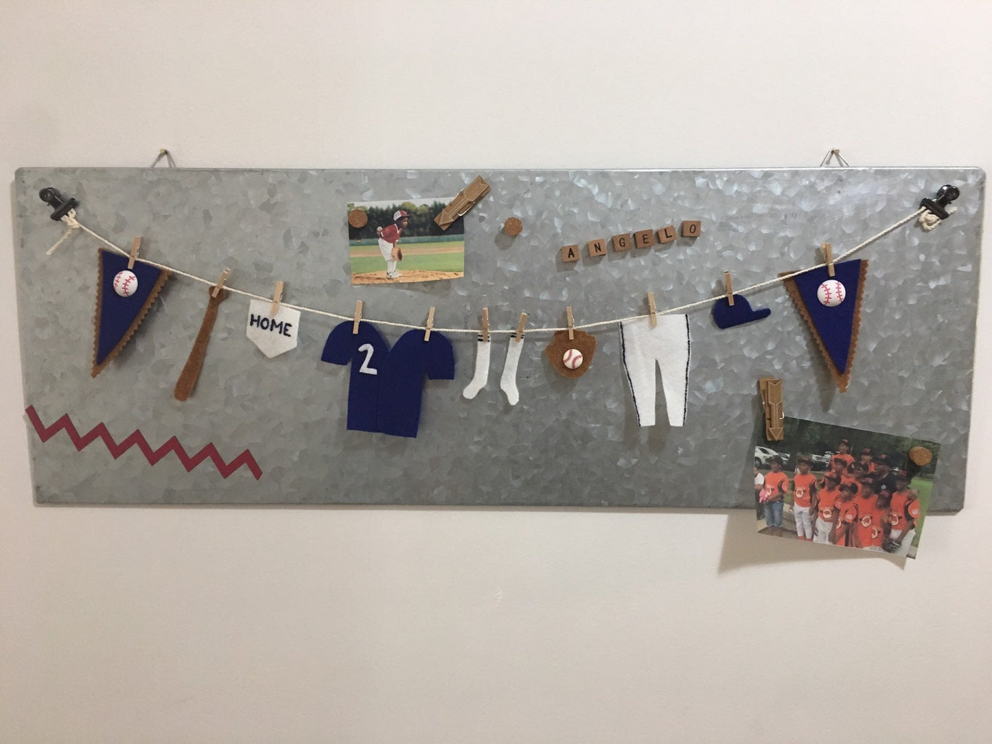 Miniature Felt Baseball Player's Clothesline Banner Bunting Garland Decoration Wall Hanging