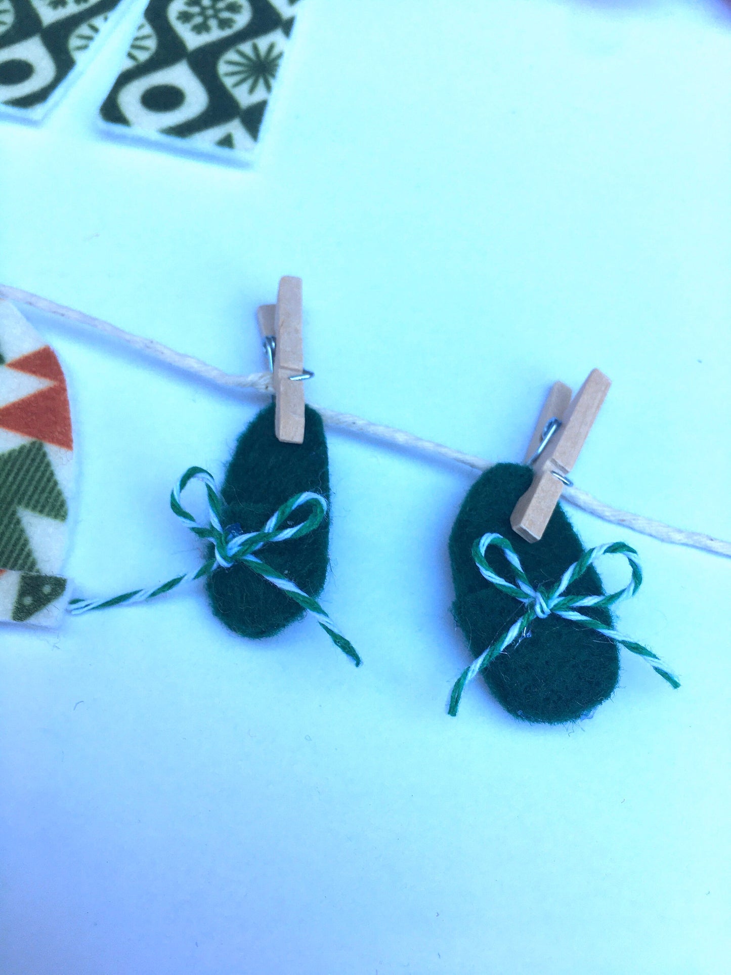 Vintage Christmas Pajamas Holiday Miniature Clothesline Banner Bunting Garland Wall Hanging Decoration