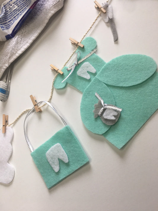 Tooth Fairy Miniature Felt Clothesline Banner Garland Bunting Wall Hanging Decoration