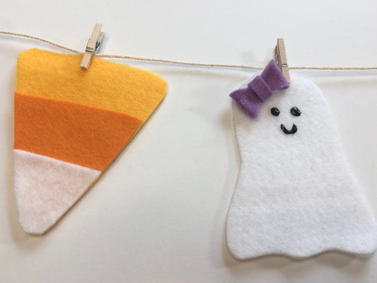 Cute Miniature Felt Happy Halloween Banner Ghost Bunting Bat Garland Spider Web Wall Hanging Candy Corn Decoration Jack o’ Lantern Pumpkin