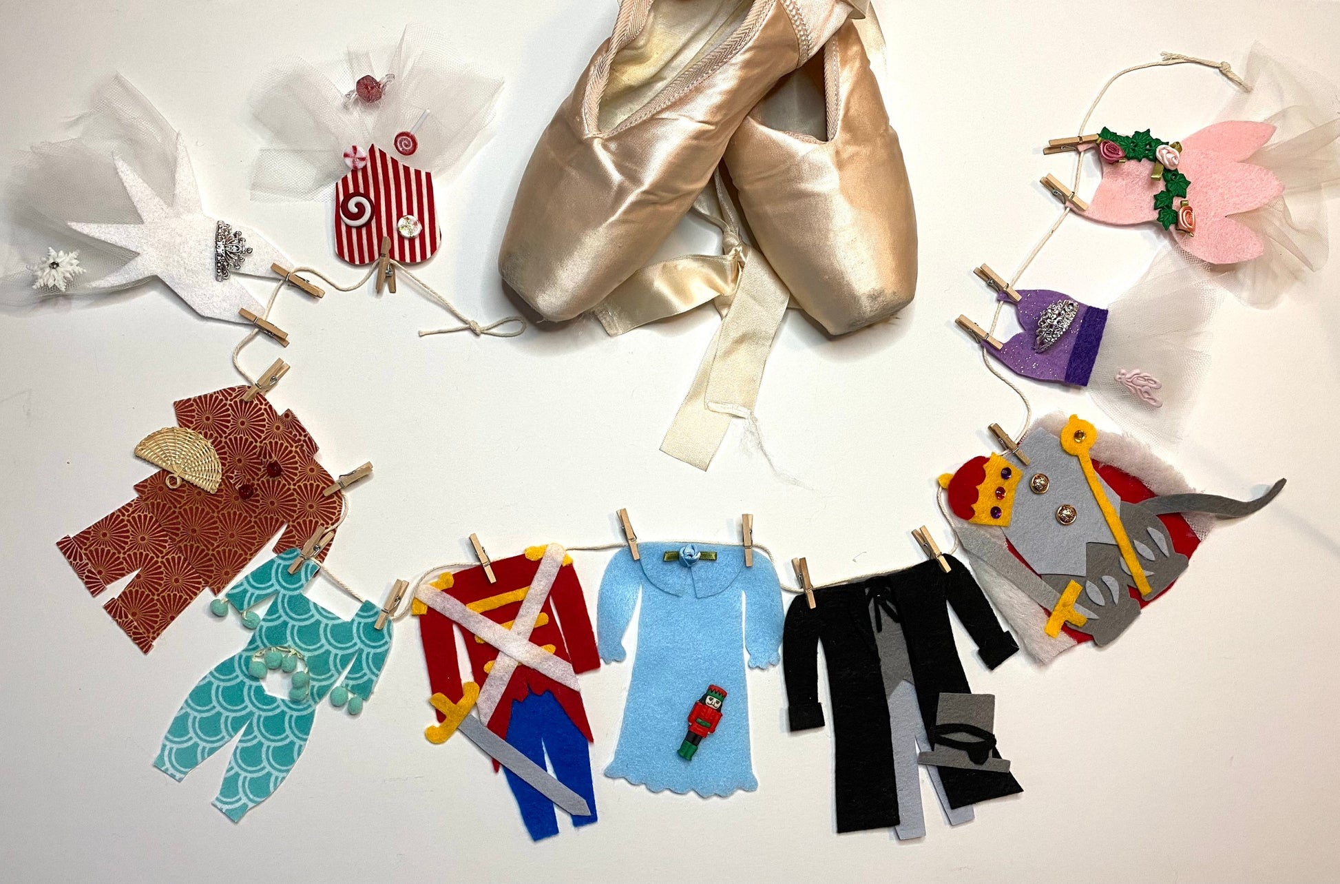 The Nutcracker Ballet Christmas Miniature Felt Banner Garland Bunting Wall Hanging Decoration