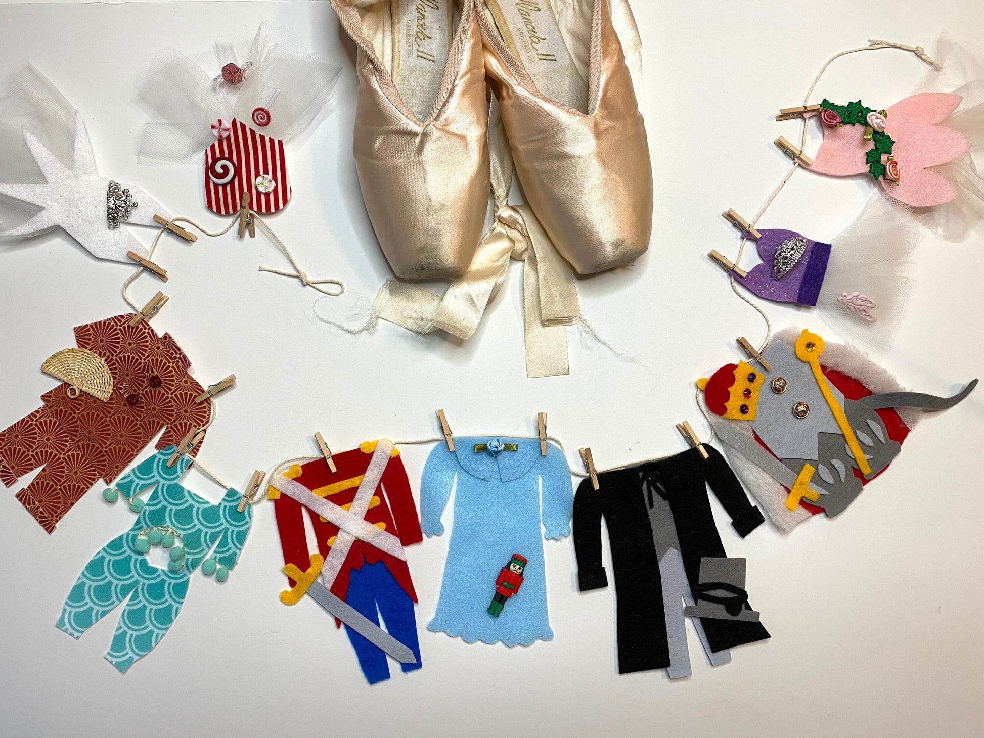 The Nutcracker Ballet Christmas Miniature Felt Banner Garland Bunting Wall Hanging Decoration
