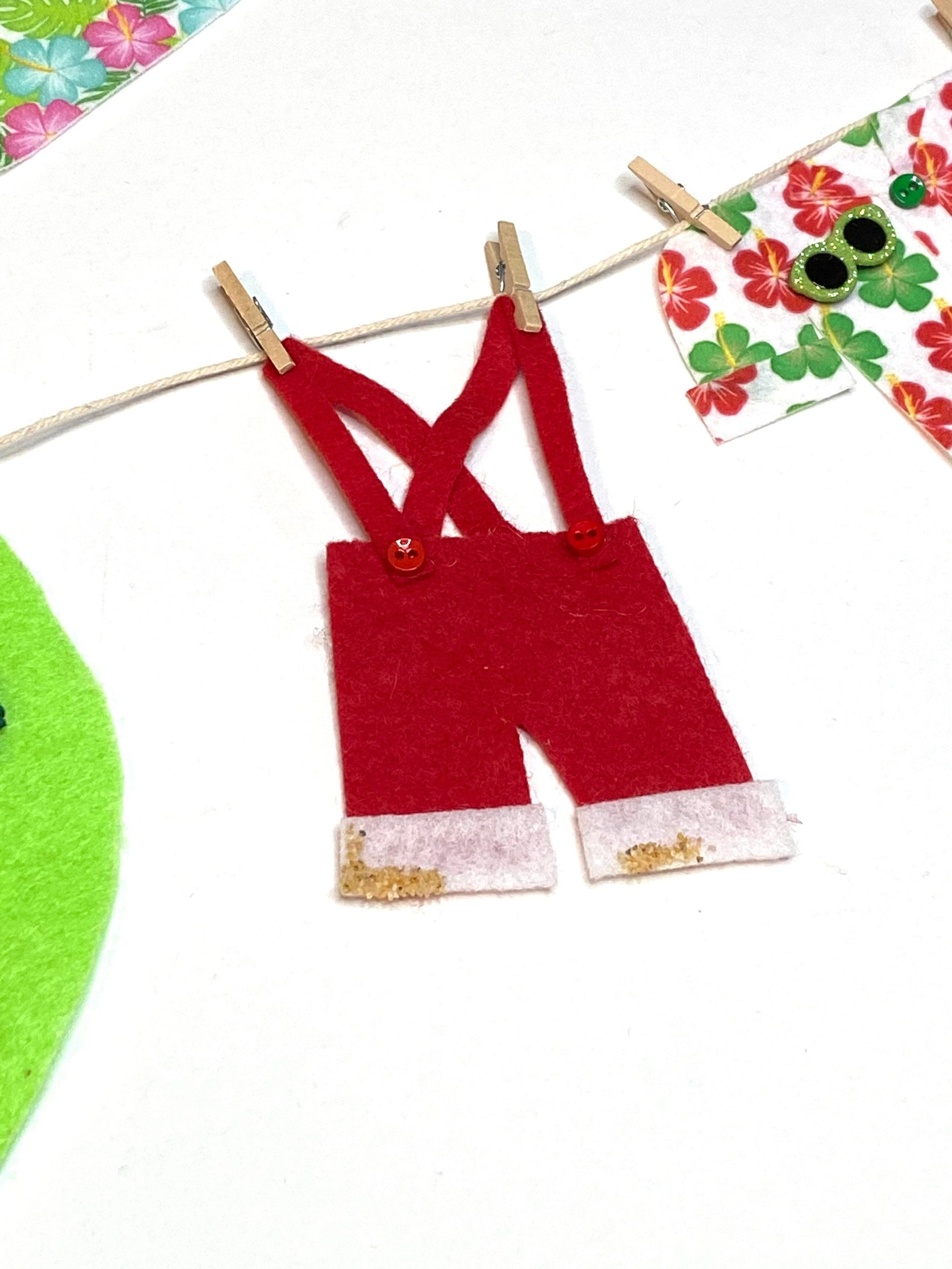 Beach Santa Miniature Felt Clothesline Banner Garland Bunting Wall Hanging and Fireplace Mantel Decoration