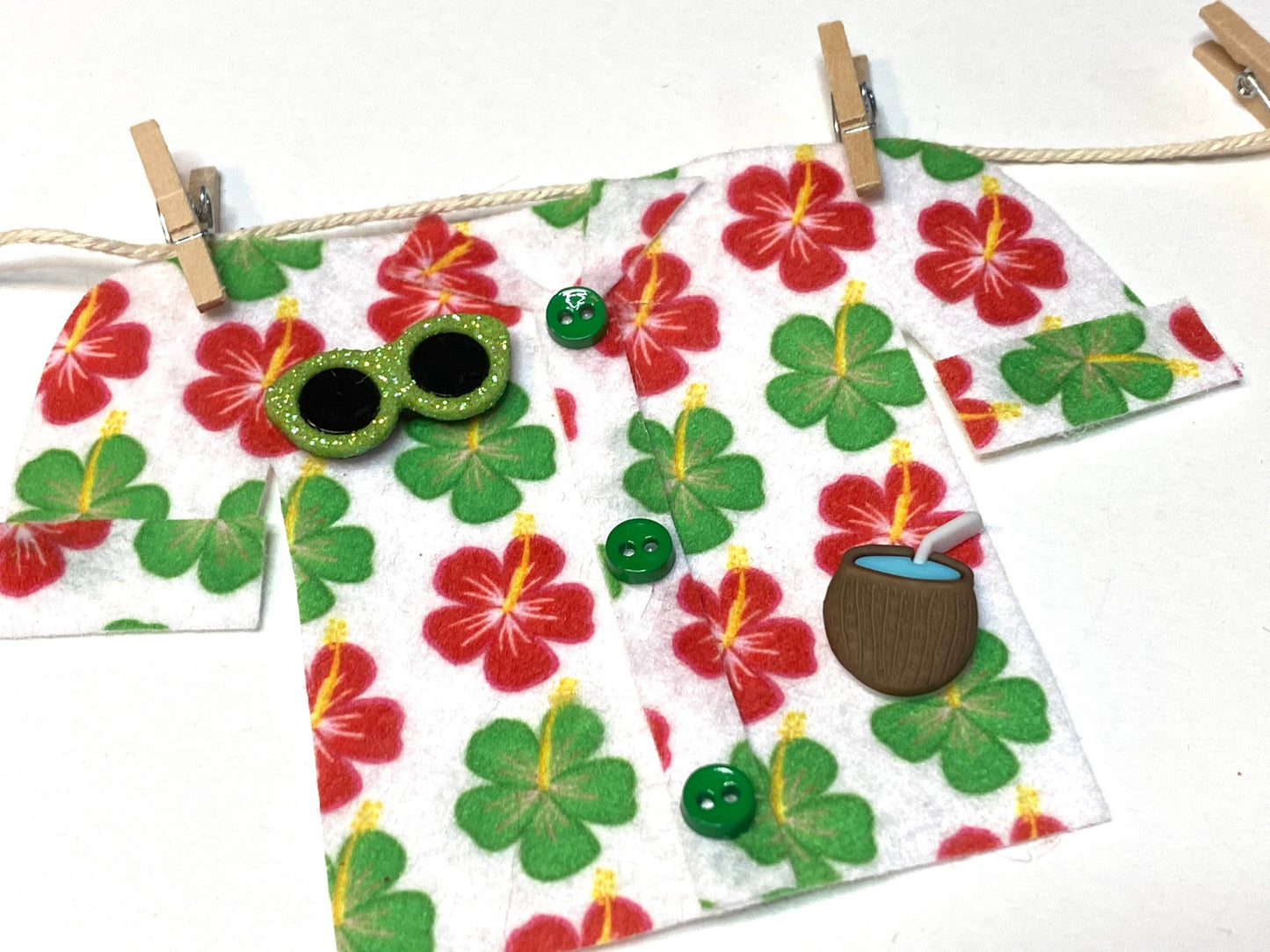 Beach Santa Miniature Felt Clothesline Banner Garland Bunting Wall Hanging and Fireplace Mantel Decoration