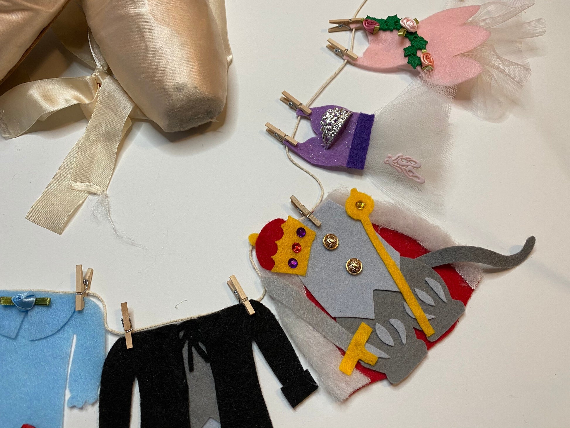 The Nutcracker Ballet Christmas Miniature Felt Banner Garland Bunting Wall Hanging Decoration