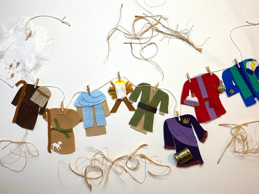 The Nativity Christmas Miniature Felt Clothesline Banner Garland Bunting Wall Hanging or Fireplace Mantel Decoration