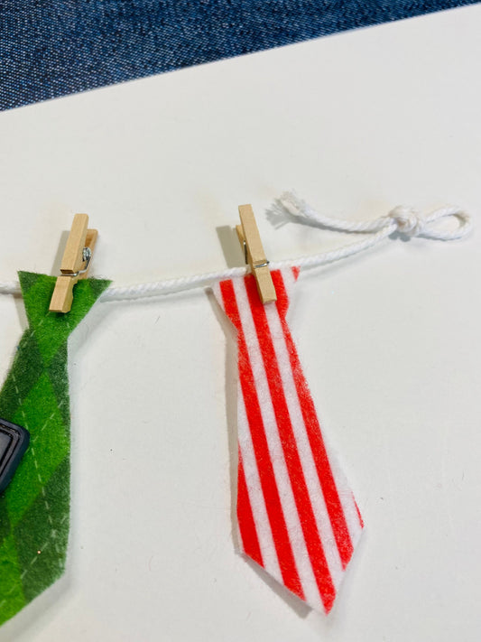 Dad’s Ties Miniature Felt Clothesline Banner Garland Bunting Wall Hanging Decoration for Father’s Day
