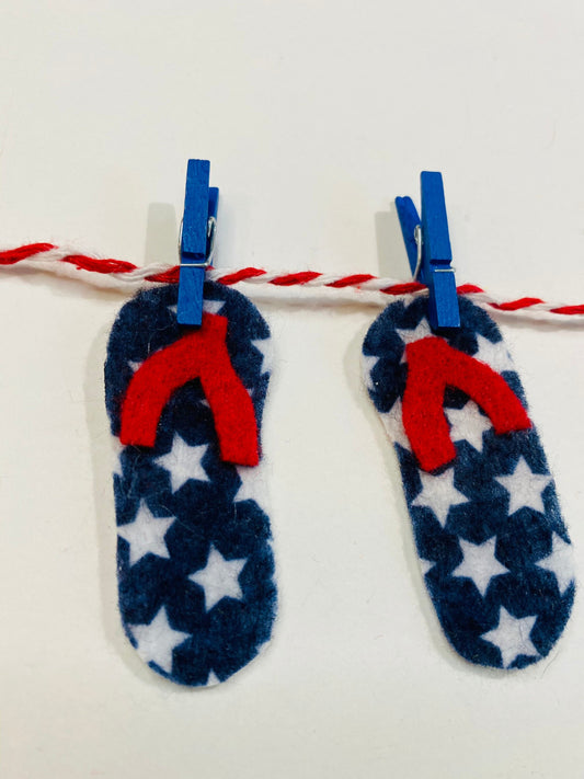 Patriotic USA Flip Flop Felt Miniature Banner Garland Bunting Wall Hanging Decoration for Independence Day/4th of July