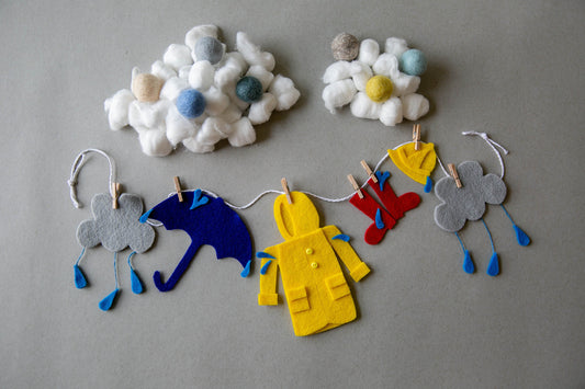 Set of 12 Miniature Felt Clothesline Banners for Every Month of the Year