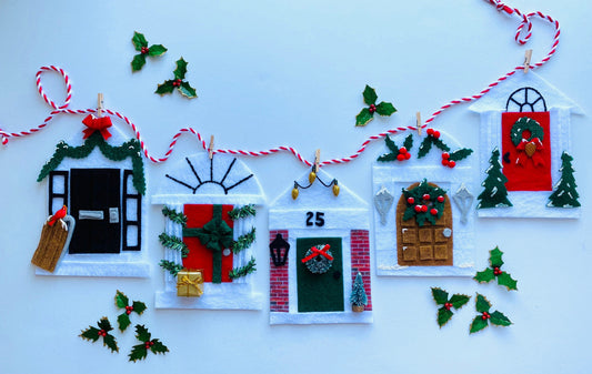 Christmas Holiday Doors Felt Banner Garland Bunting Wall Hanging Decoration