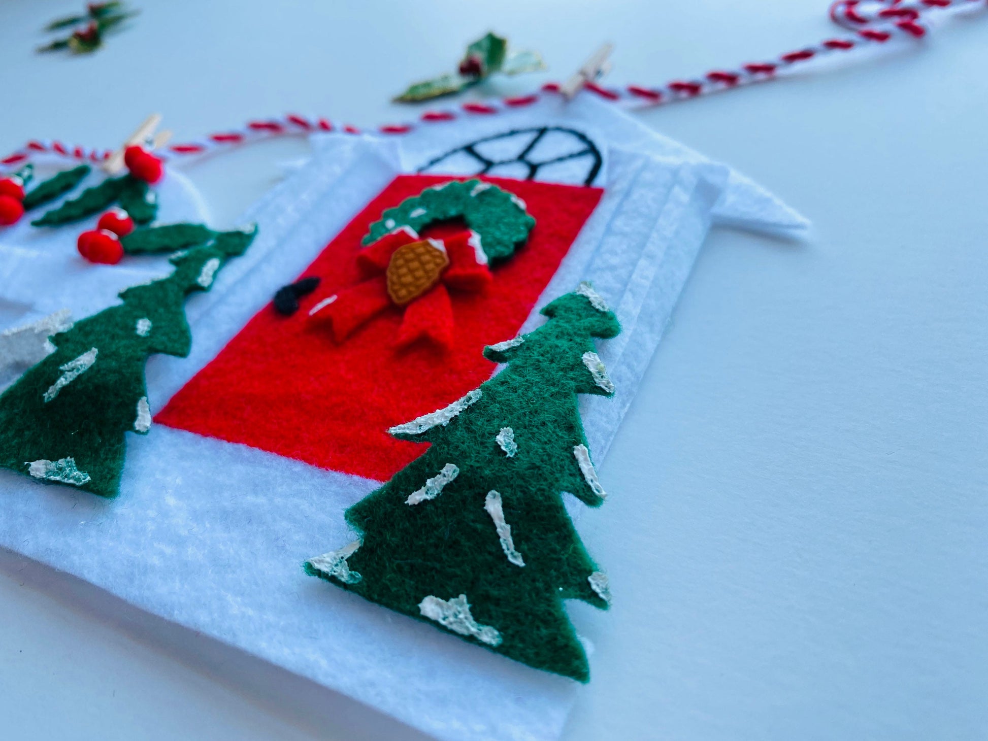 Christmas Holiday Doors Felt Banner Garland Bunting Wall Hanging Decoration