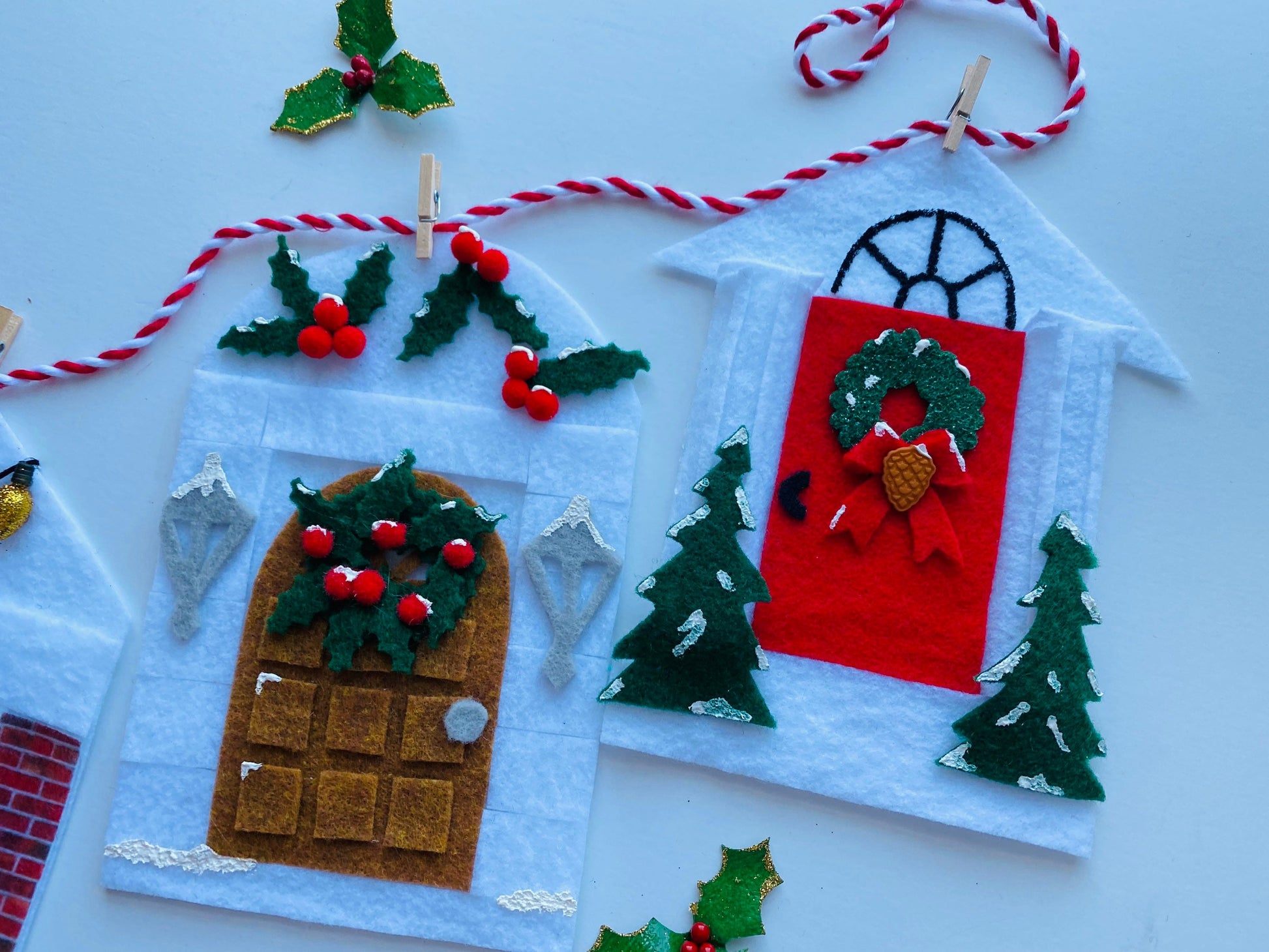 Christmas Holiday Doors Felt Banner Garland Bunting Wall Hanging Decoration