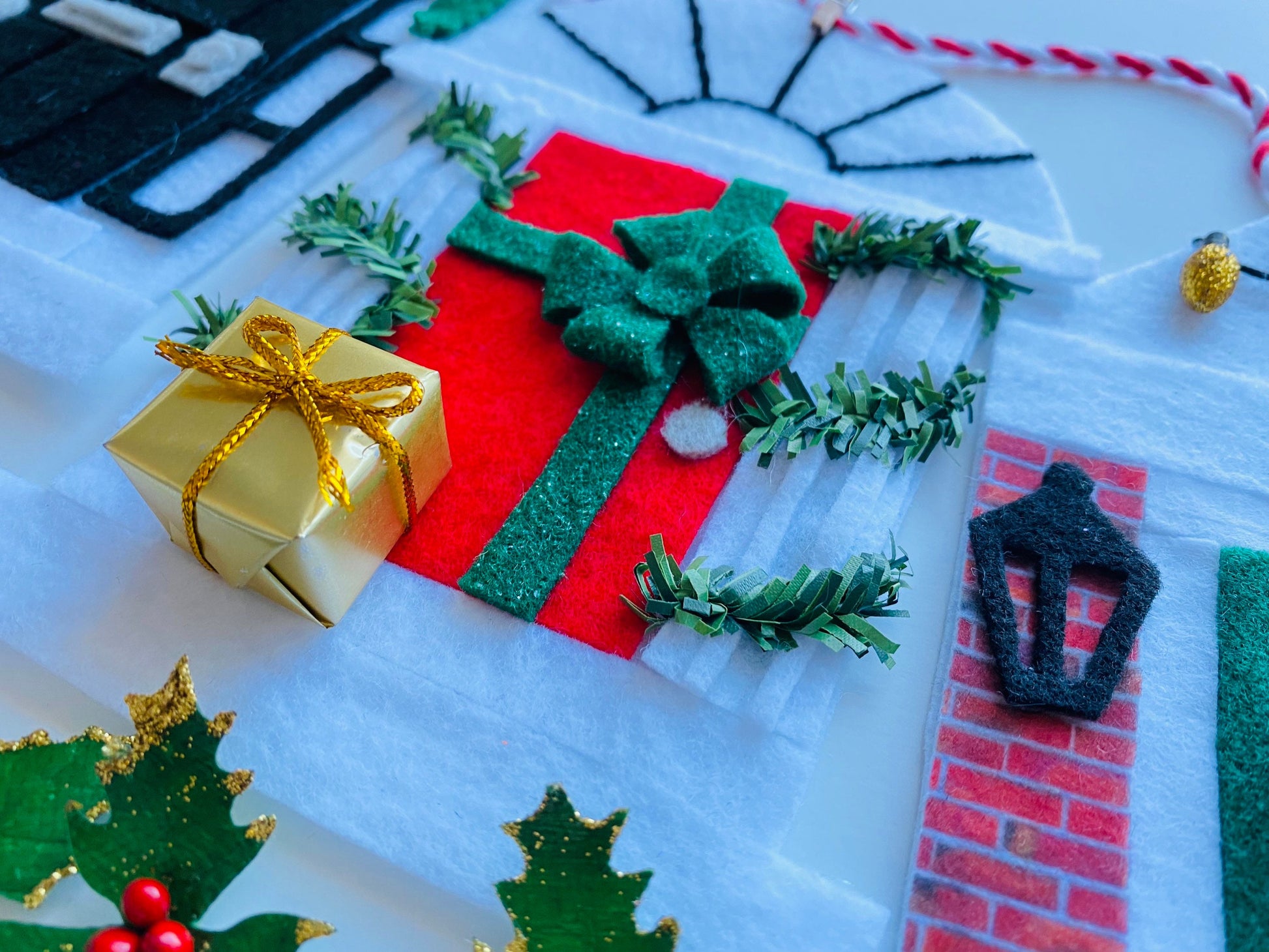 Christmas Holiday Doors Felt Banner Garland Bunting Wall Hanging Decoration