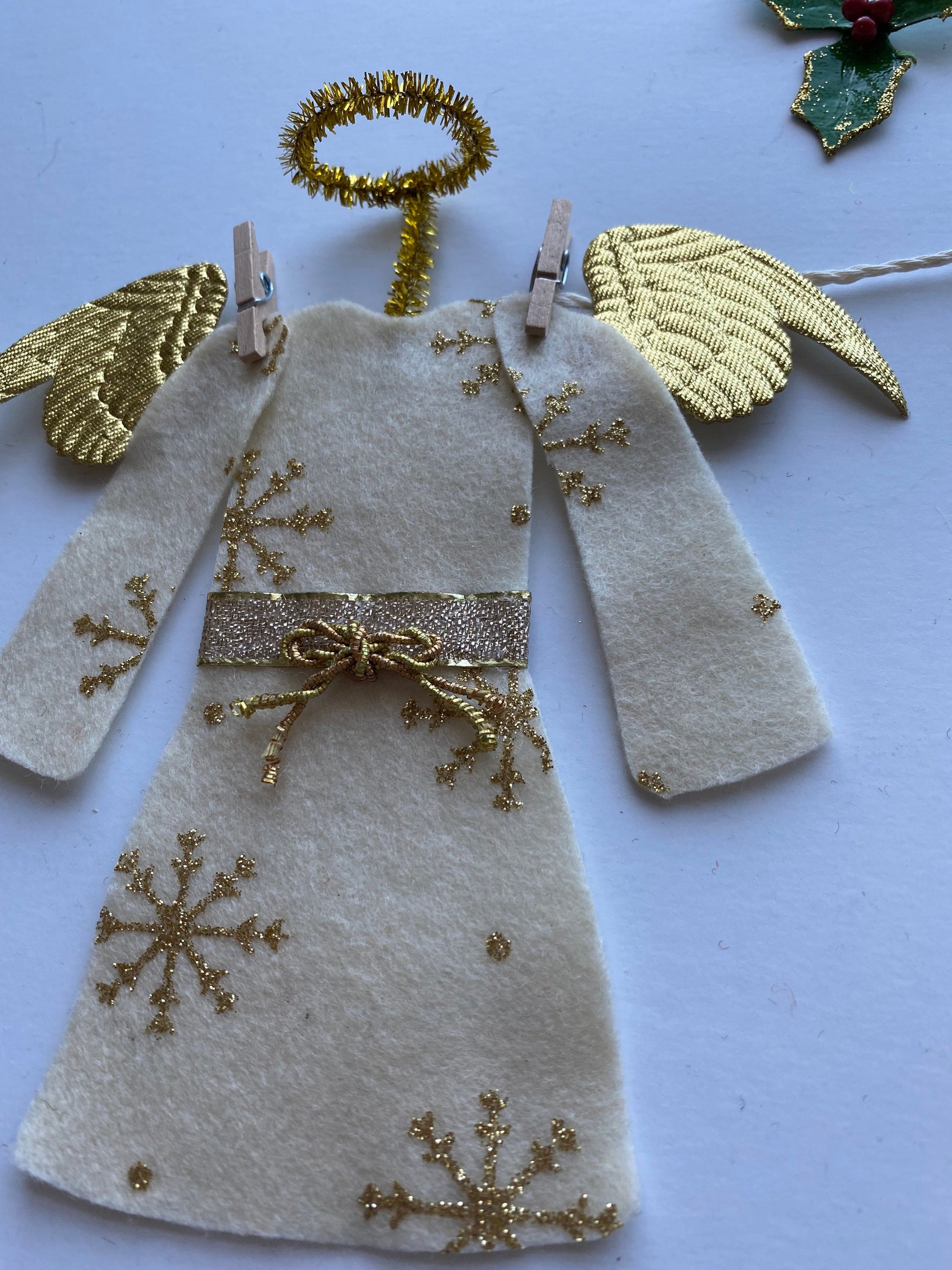 Christmas Angel Felt Miniature Clothesline Banner Garland Bunting Wall Hanging Decoration
