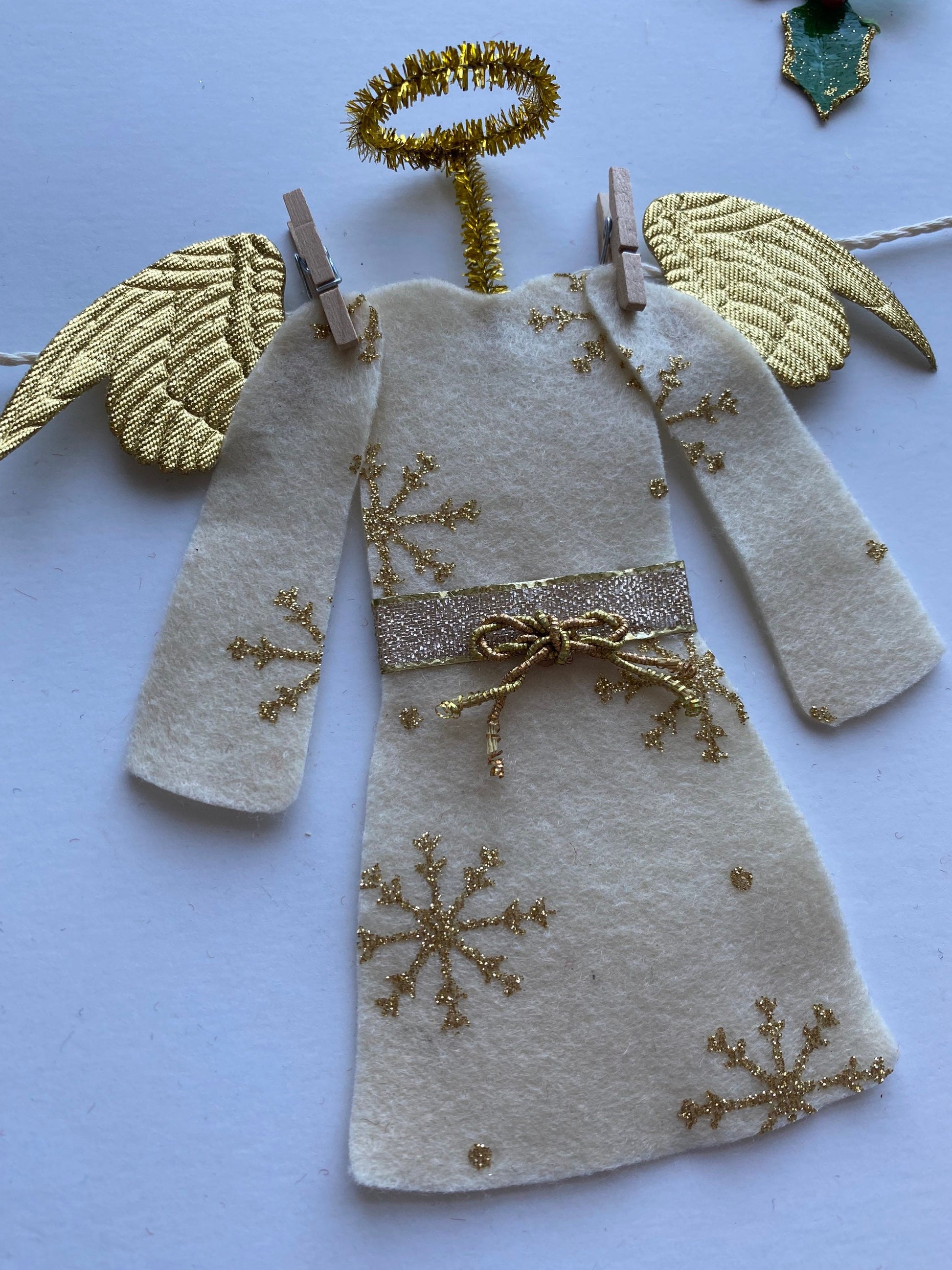 Christmas Angel Felt Miniature Clothesline Banner Garland Bunting Wall Hanging Decoration