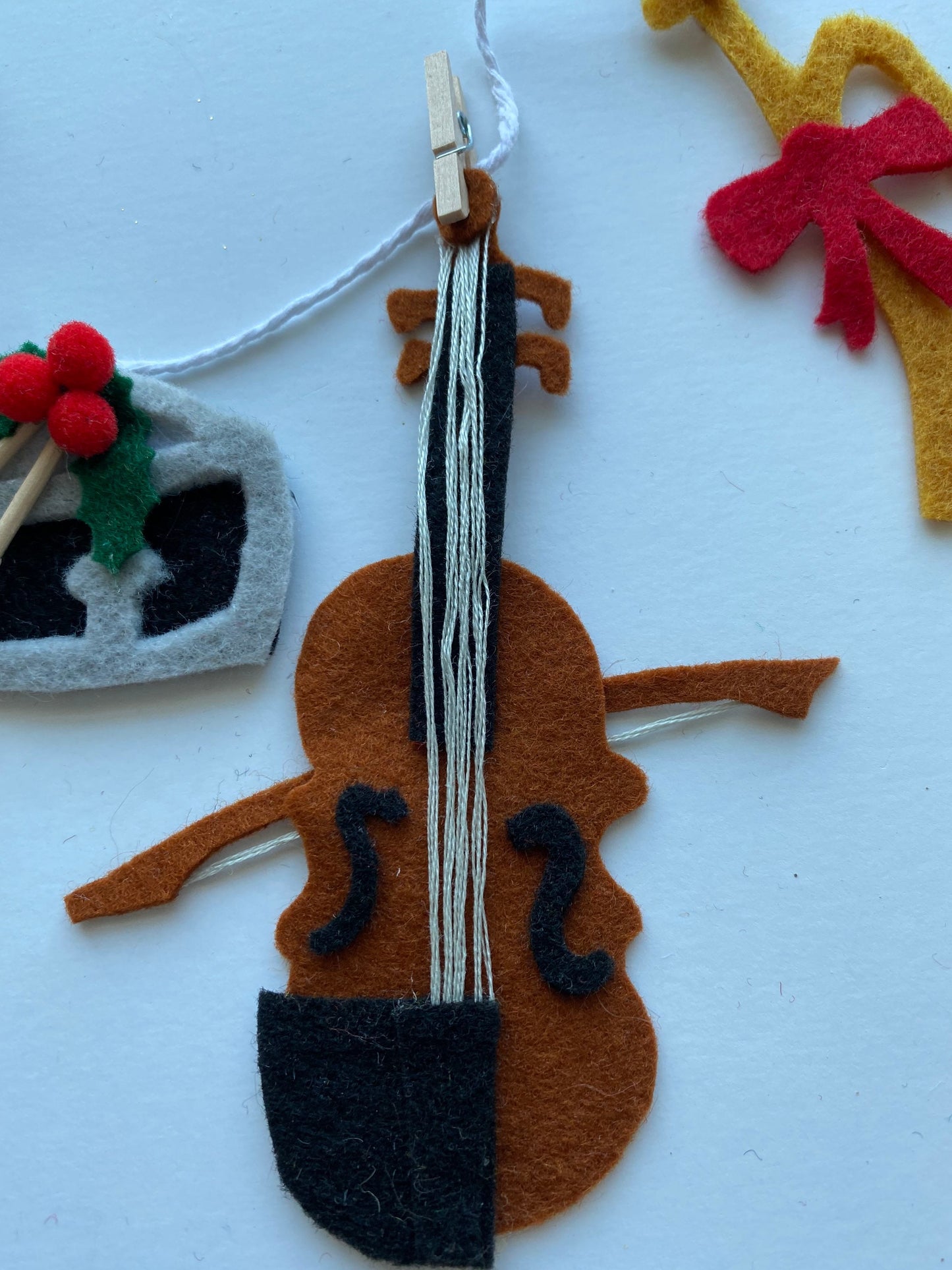 Instruments with Holly Orchestra Christmas Banner Holiday Garland Bunting Wall Hanging Decoration