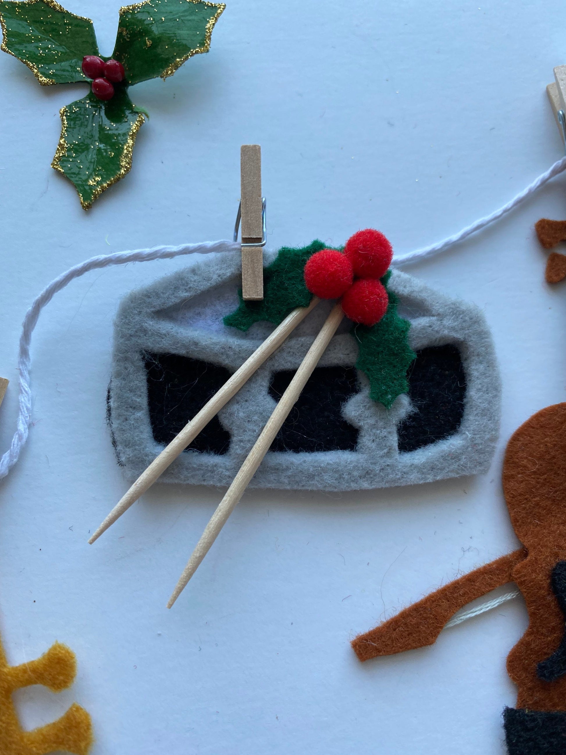 Instruments with Holly Orchestra Christmas Banner Holiday Garland Bunting Wall Hanging Decoration