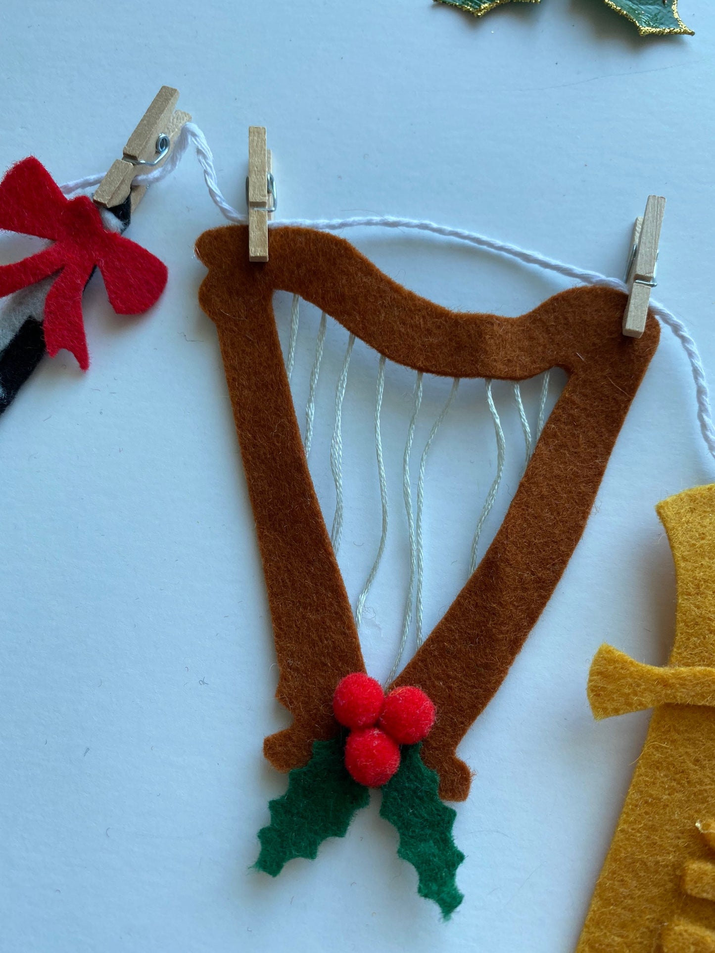 Instruments with Holly Orchestra Christmas Banner Holiday Garland Bunting Wall Hanging Decoration