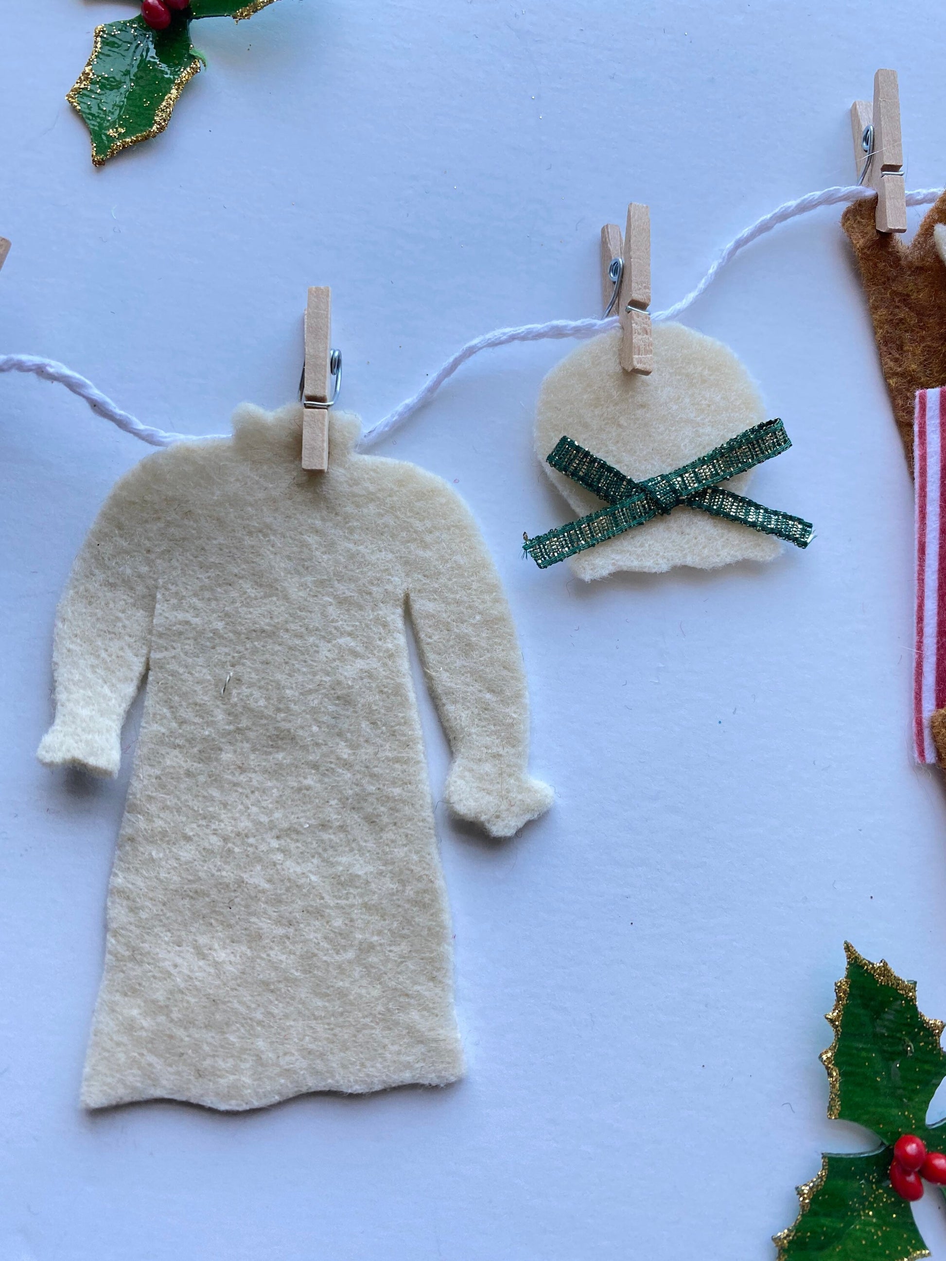 Twas the Night Before Christmas Miniature Felt Banner Garland Bunting Wall Hanging Decoration
