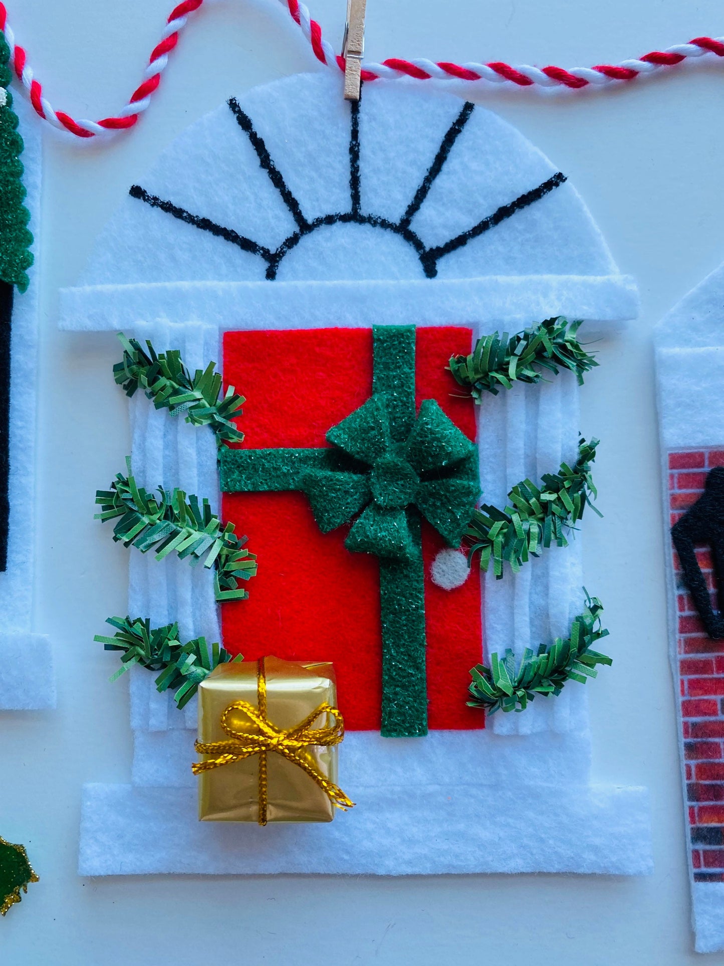 Christmas Holiday Doors Felt Banner Garland Bunting Wall Hanging Decoration