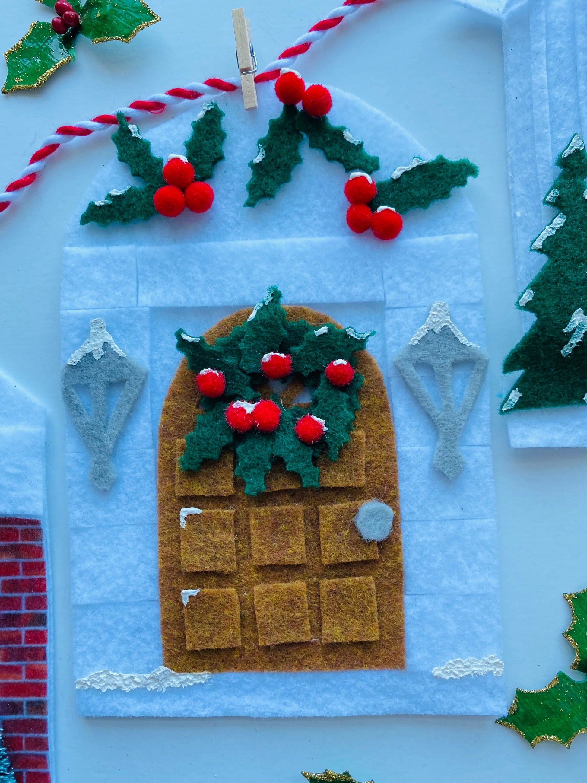 Christmas Holiday Doors Felt Banner Garland Bunting Wall Hanging Decoration