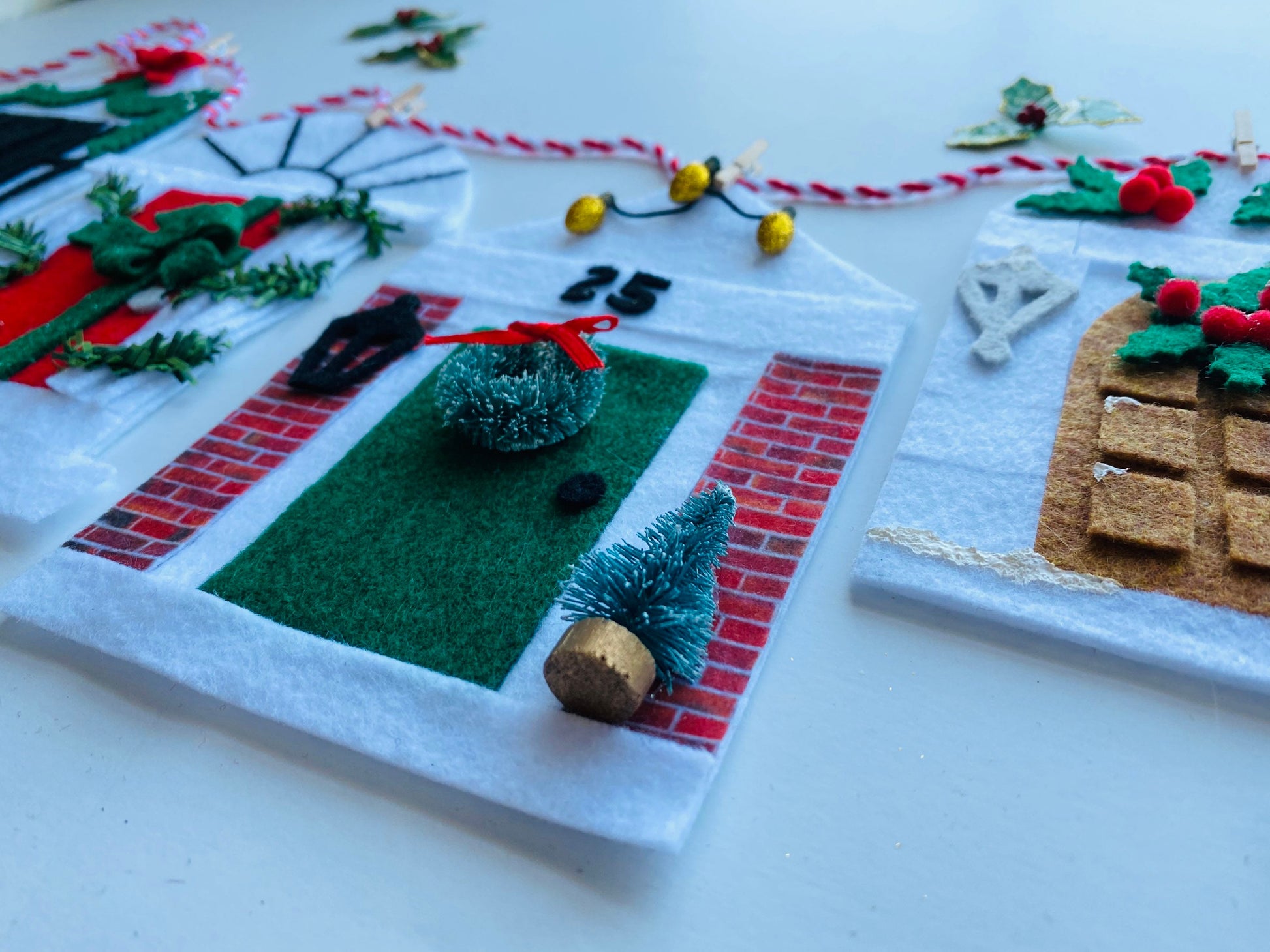 Christmas Holiday Doors Felt Banner Garland Bunting Wall Hanging Decoration