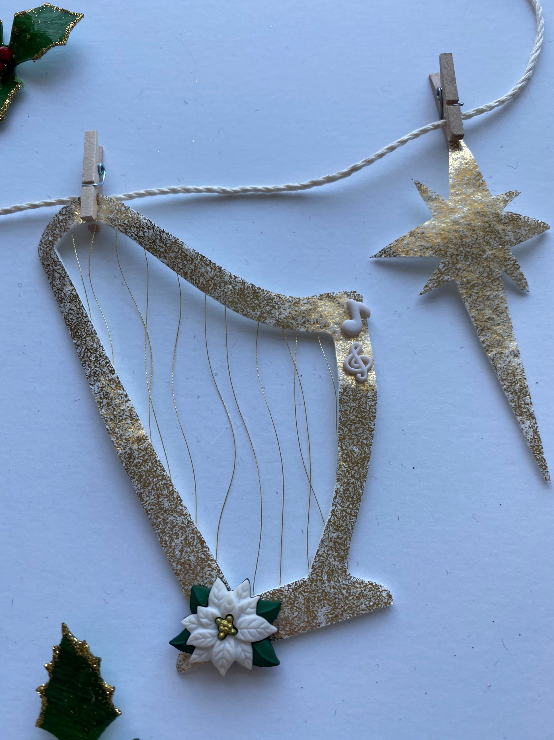 Christmas Angel Felt Miniature Clothesline Banner Garland Bunting Wall Hanging Decoration