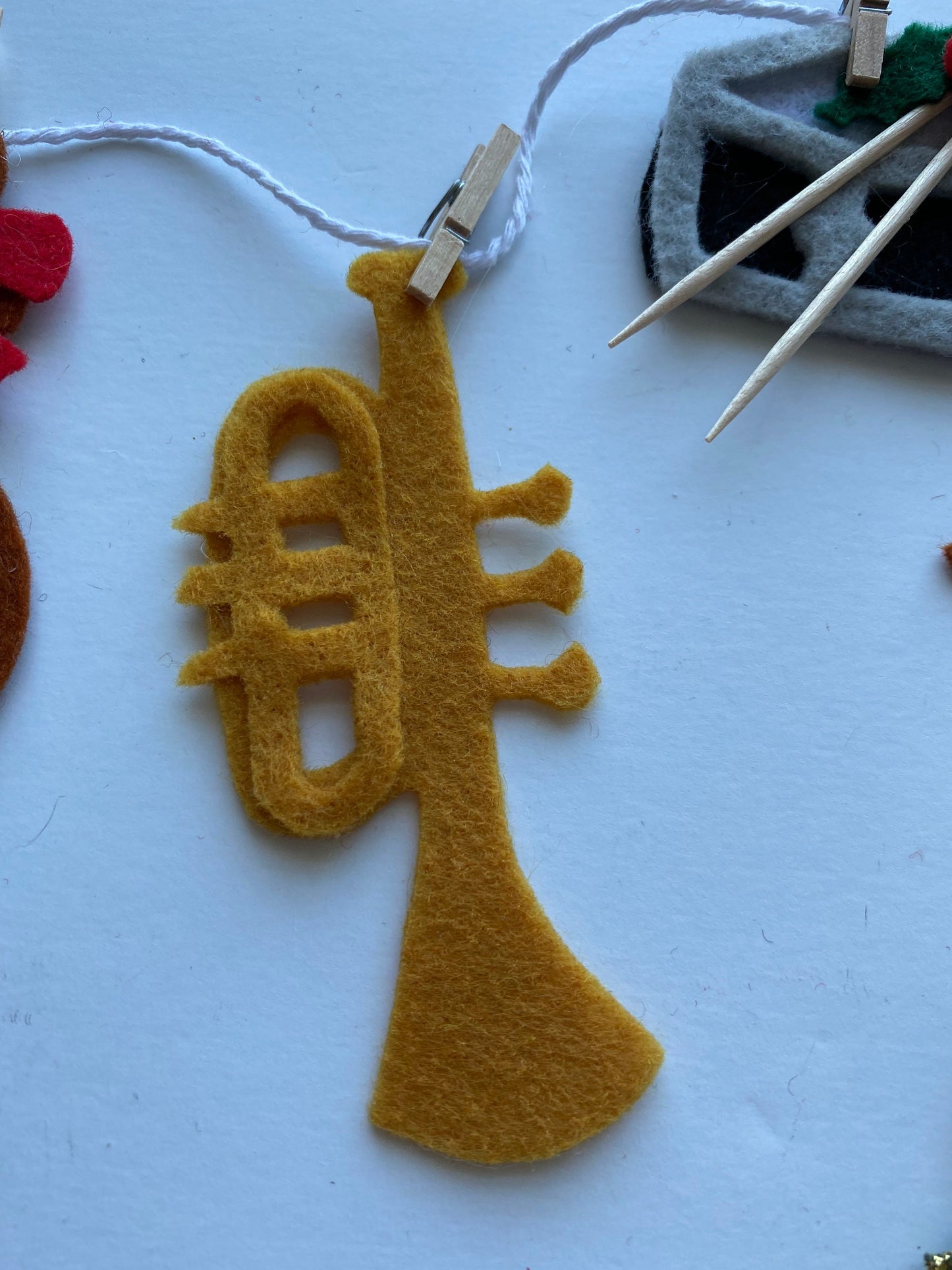 Instruments with Holly Orchestra Christmas Banner Holiday Garland Bunting Wall Hanging Decoration