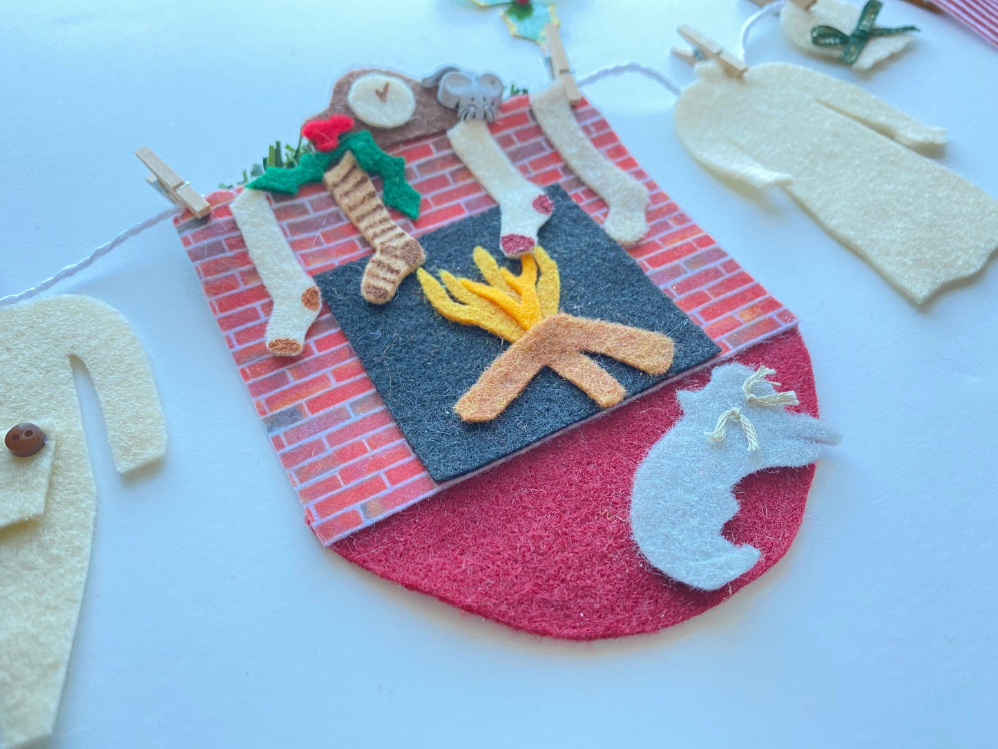 Twas the Night Before Christmas Miniature Felt Banner Garland Bunting Wall Hanging Decoration