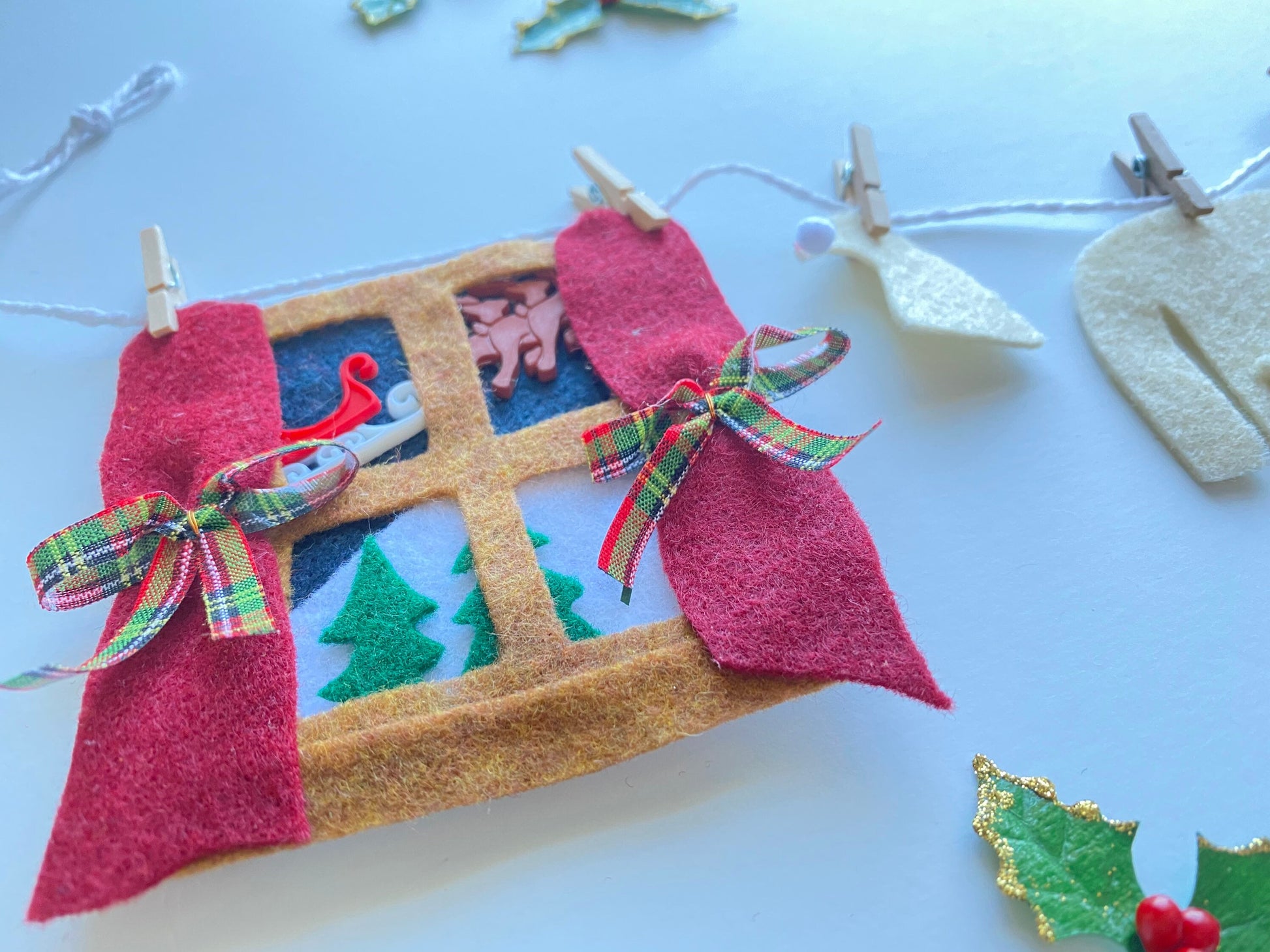 Twas the Night Before Christmas Miniature Felt Banner Garland Bunting Wall Hanging Decoration