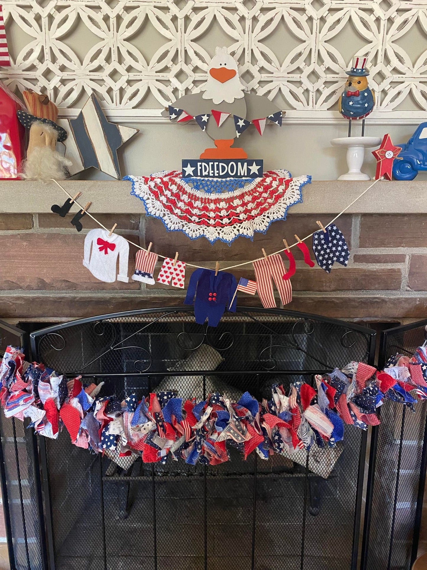 Uncle Sam Miniature Felt Clothesline Patriotic Banner Americana Bunting Wall Hanging Decoration for USA