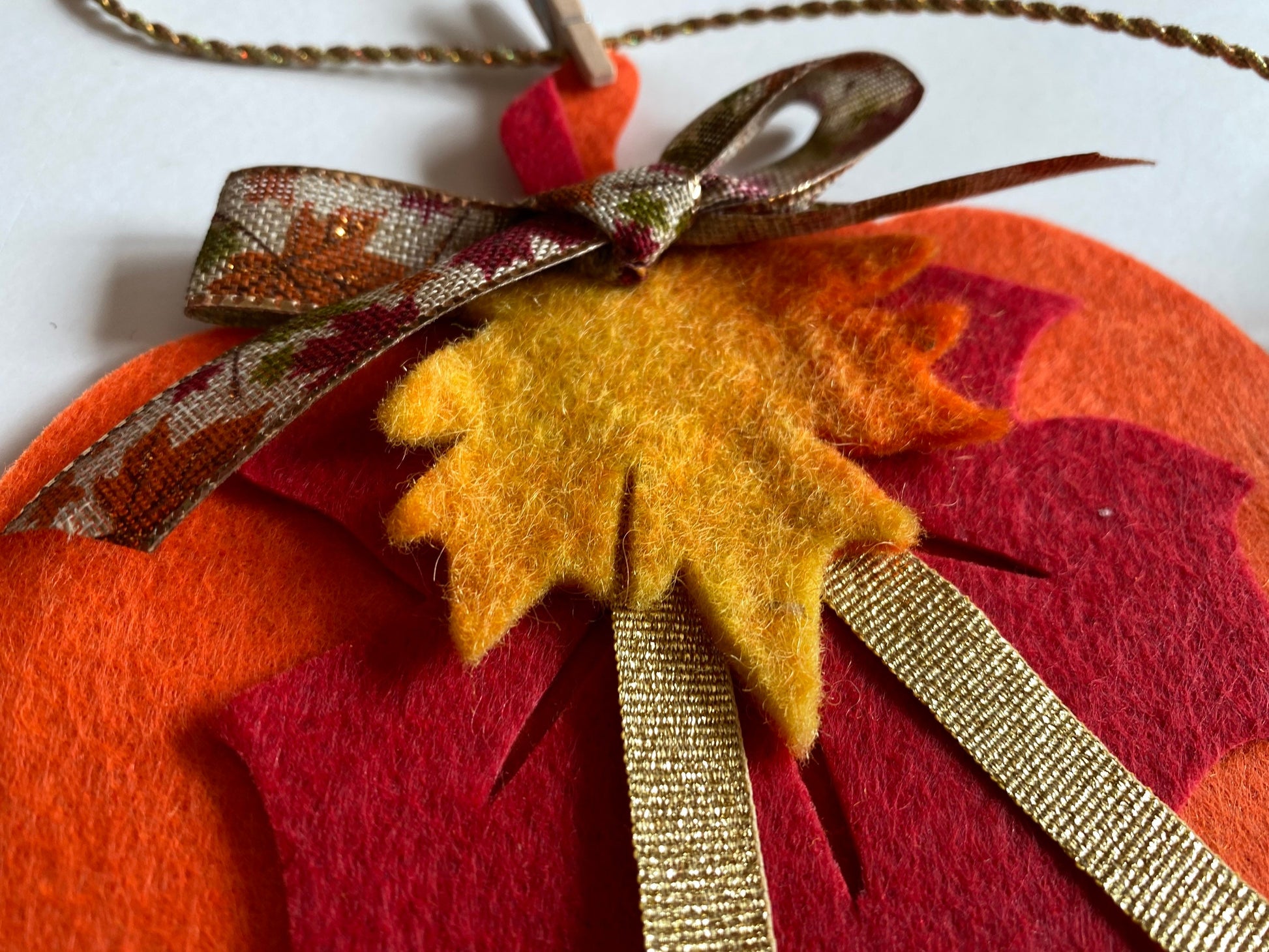 Fall Leaf and Pumpkin Banner Felt Garland Autumn Bunting Felt Flower Wall Hanging Seasonal Decoration
