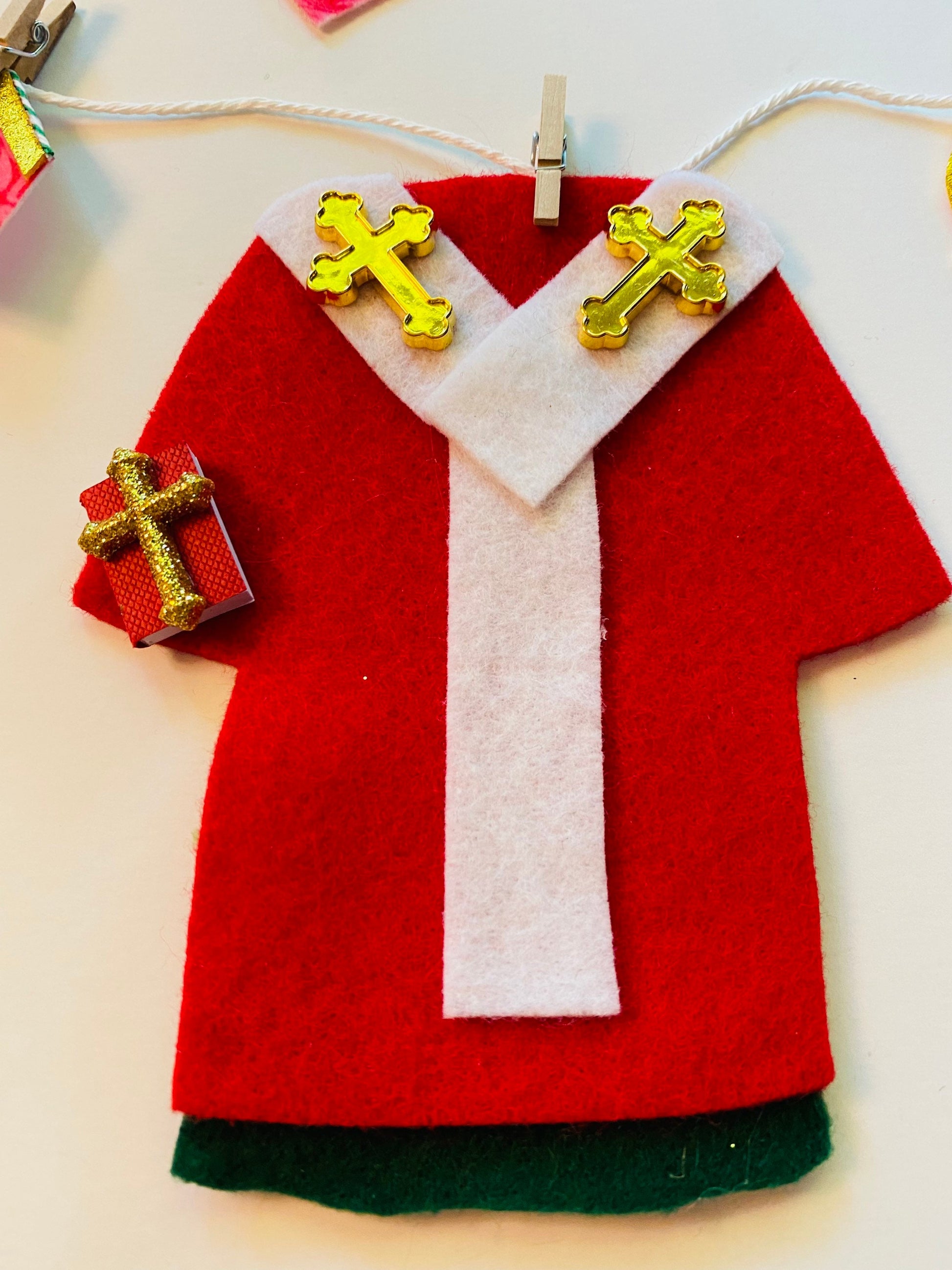 Saint Nicholas Miniature Clothesline Banner Garland Bunting Wall Hanging Decoration for Christmas