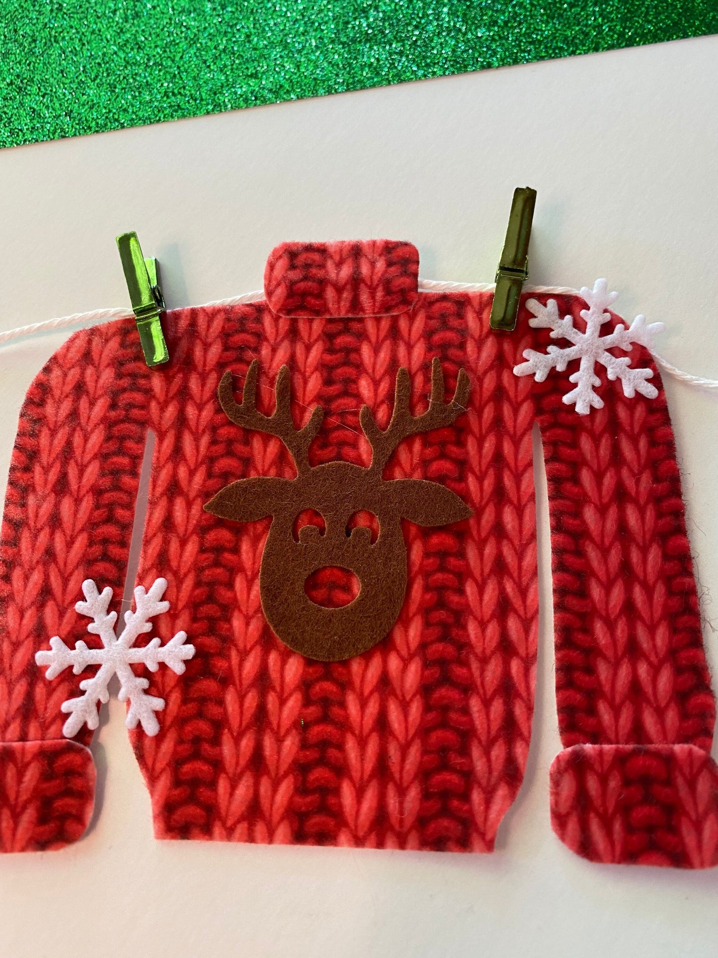 Miniature Felt Christmas Sweater Clothesline Banner Faux Knit Shirts Garland Holiday Bunting Wall Hanging Decoration for December