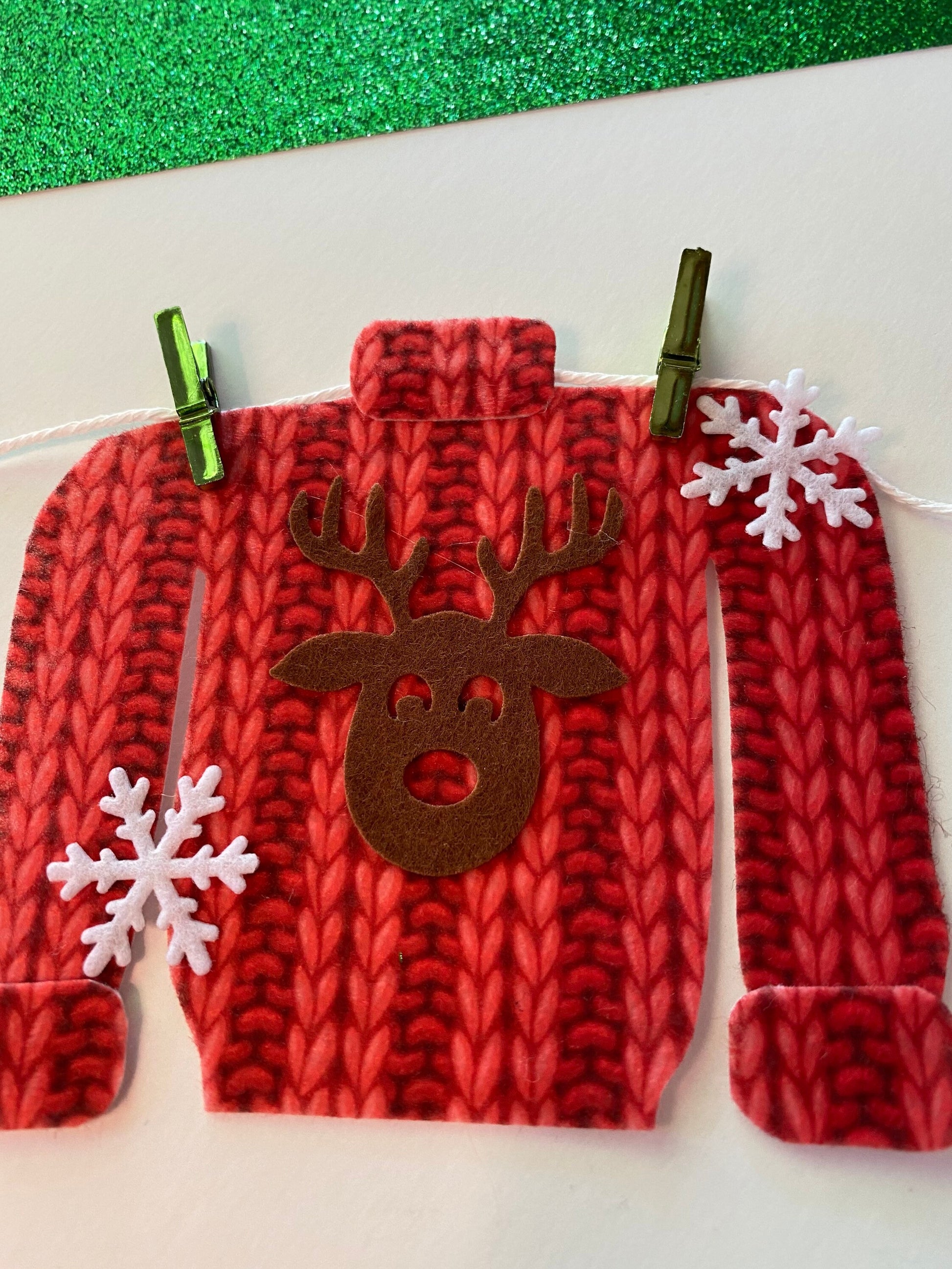 Miniature Felt Christmas Sweater Clothesline Banner Faux Knit Shirts Garland Holiday Bunting Wall Hanging Decoration for December