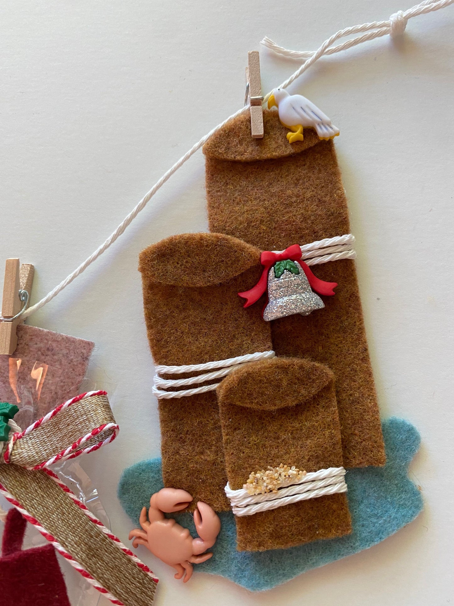 Nautical Beach Christmas Felt Banner Garland Bunting Wall Hanging Decoration