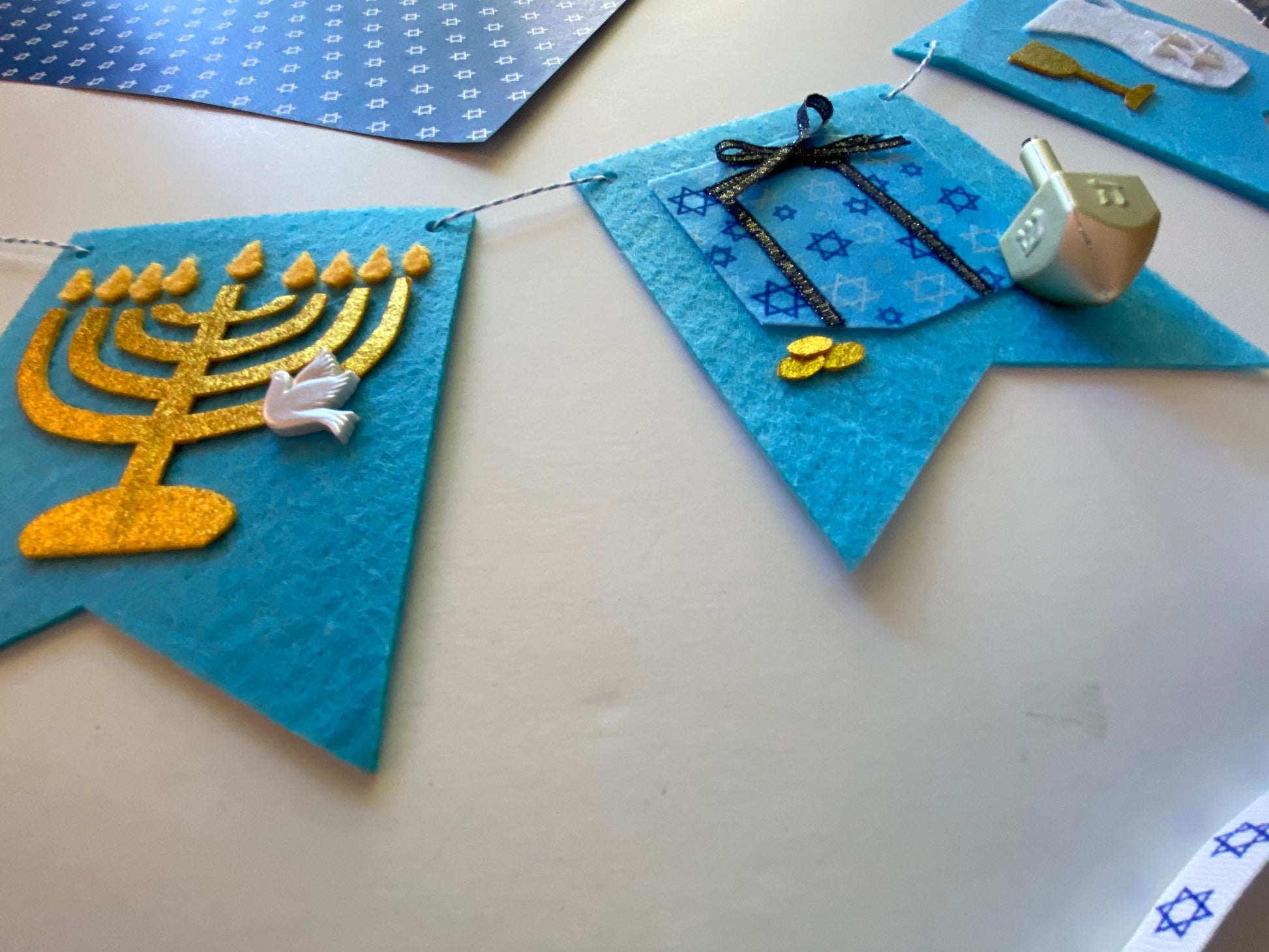 Hanukkah Felt Banner Garland Bunting Wall Hanging Decoration for December Jewish Holiday