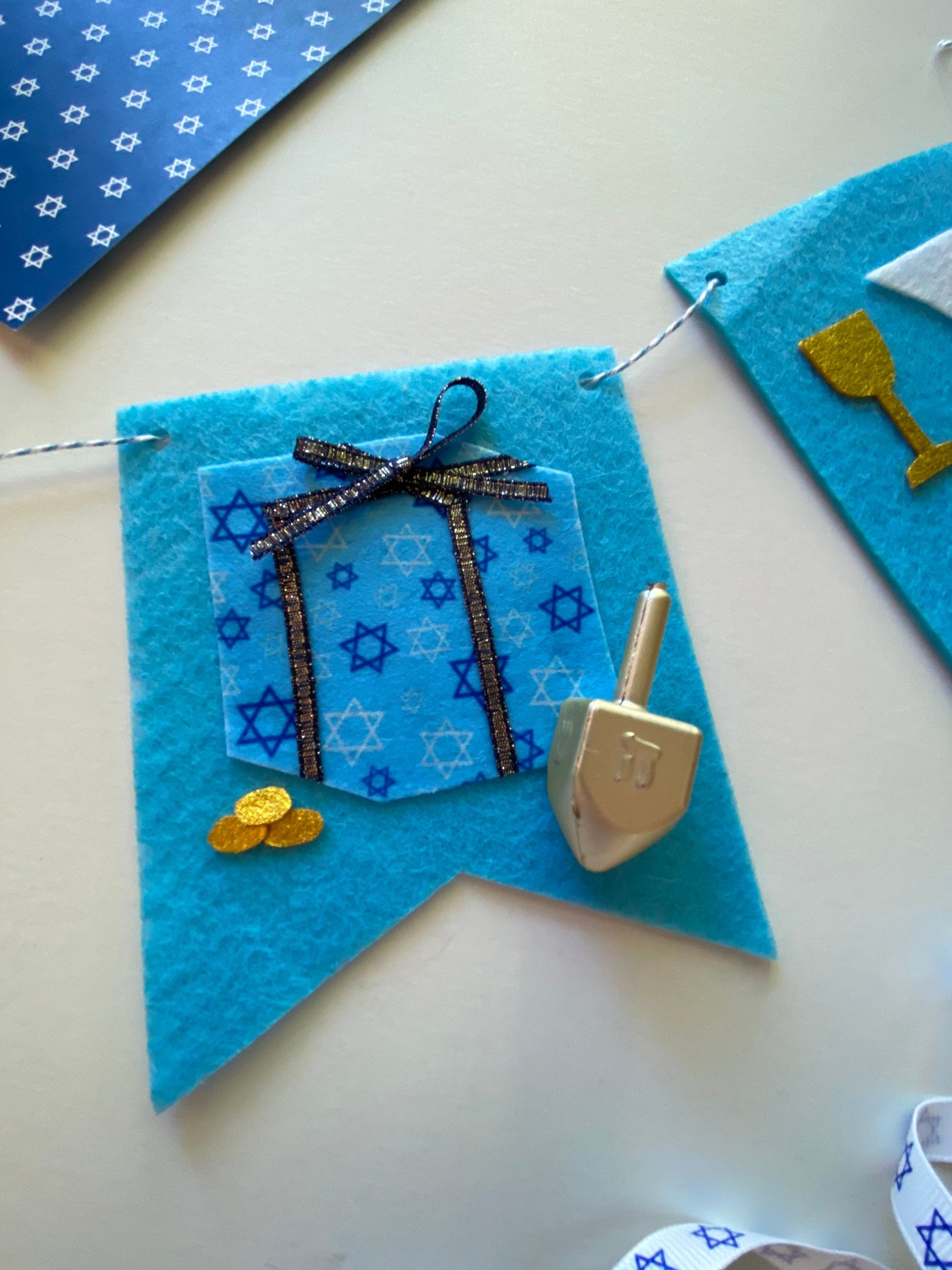 Hanukkah Felt Banner Garland Bunting Wall Hanging Decoration for December Jewish Holiday