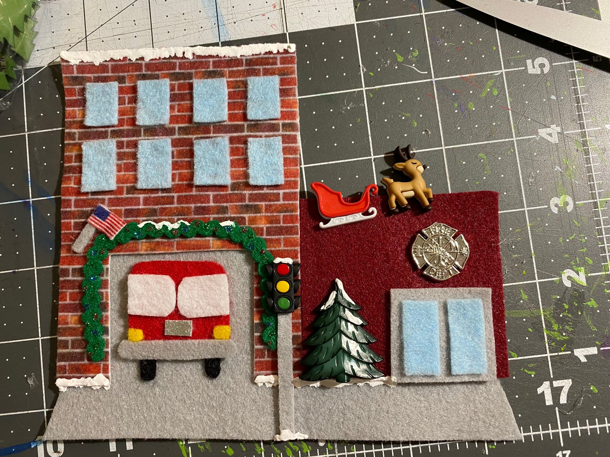 Snowy Christmas Village Banner Garland Holiday Bunting Wall Hanging Decoration for December