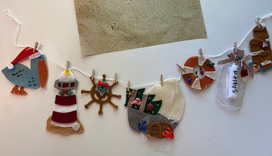 Nautical Beach Christmas Felt Banner Garland Bunting Wall Hanging Decoration