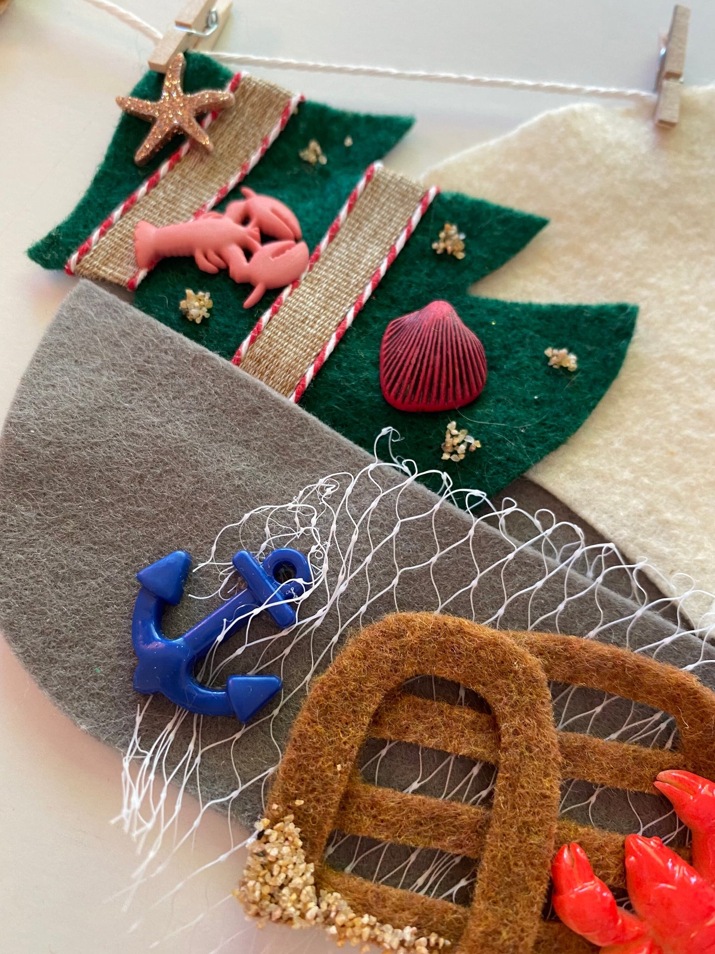 Nautical Beach Christmas Felt Banner Garland Bunting Wall Hanging Decoration