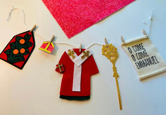 Saint Banners Bundle of Saint Nicholas, Saint Valentine, & Saint Patrick Garlands, Clotheslines, Bunting, Wall Hanging Decorations