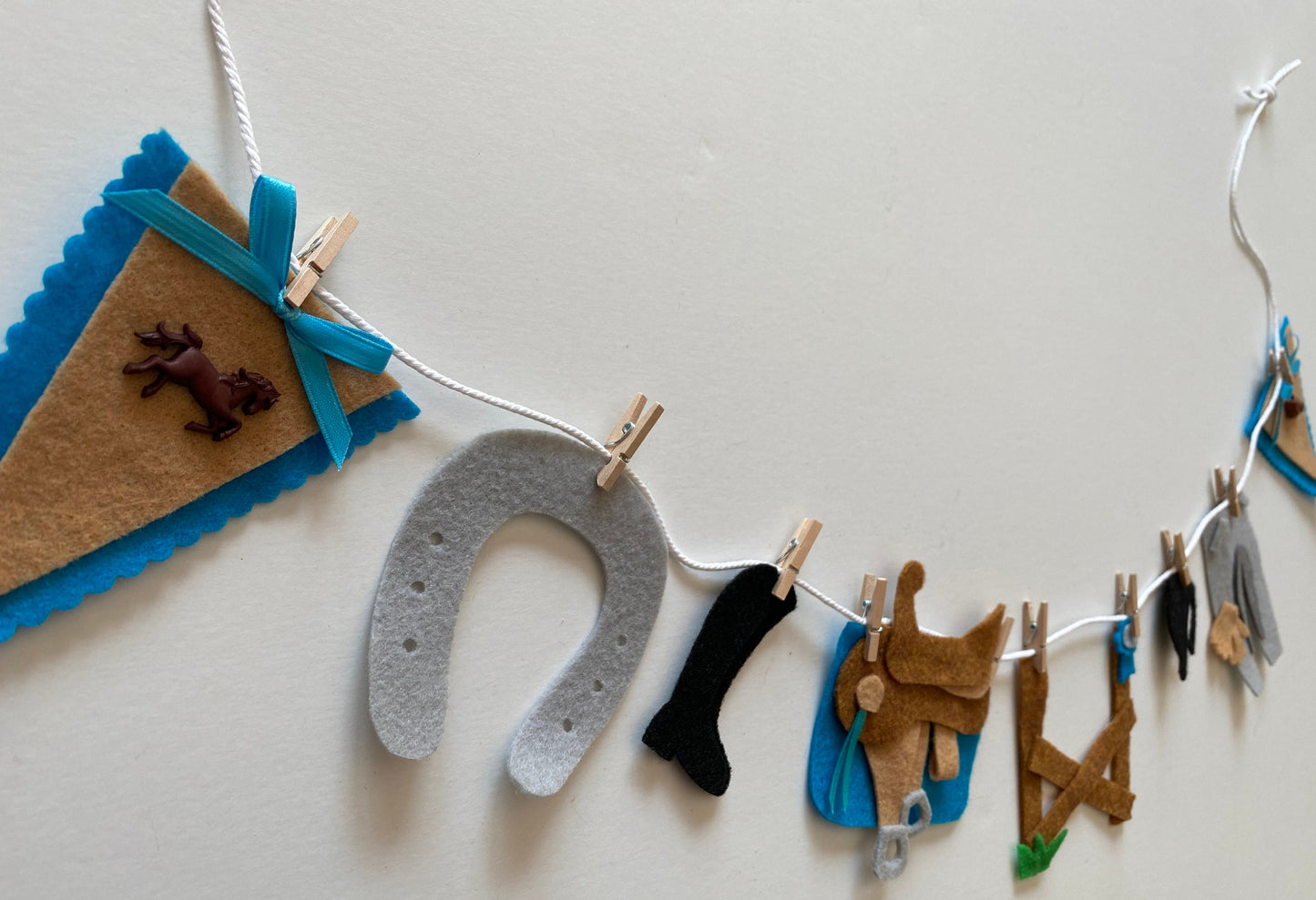 Horseback Riding Miniature Felt Banner, Equestrian Garland, Bunting, Wall Hanging Decoration