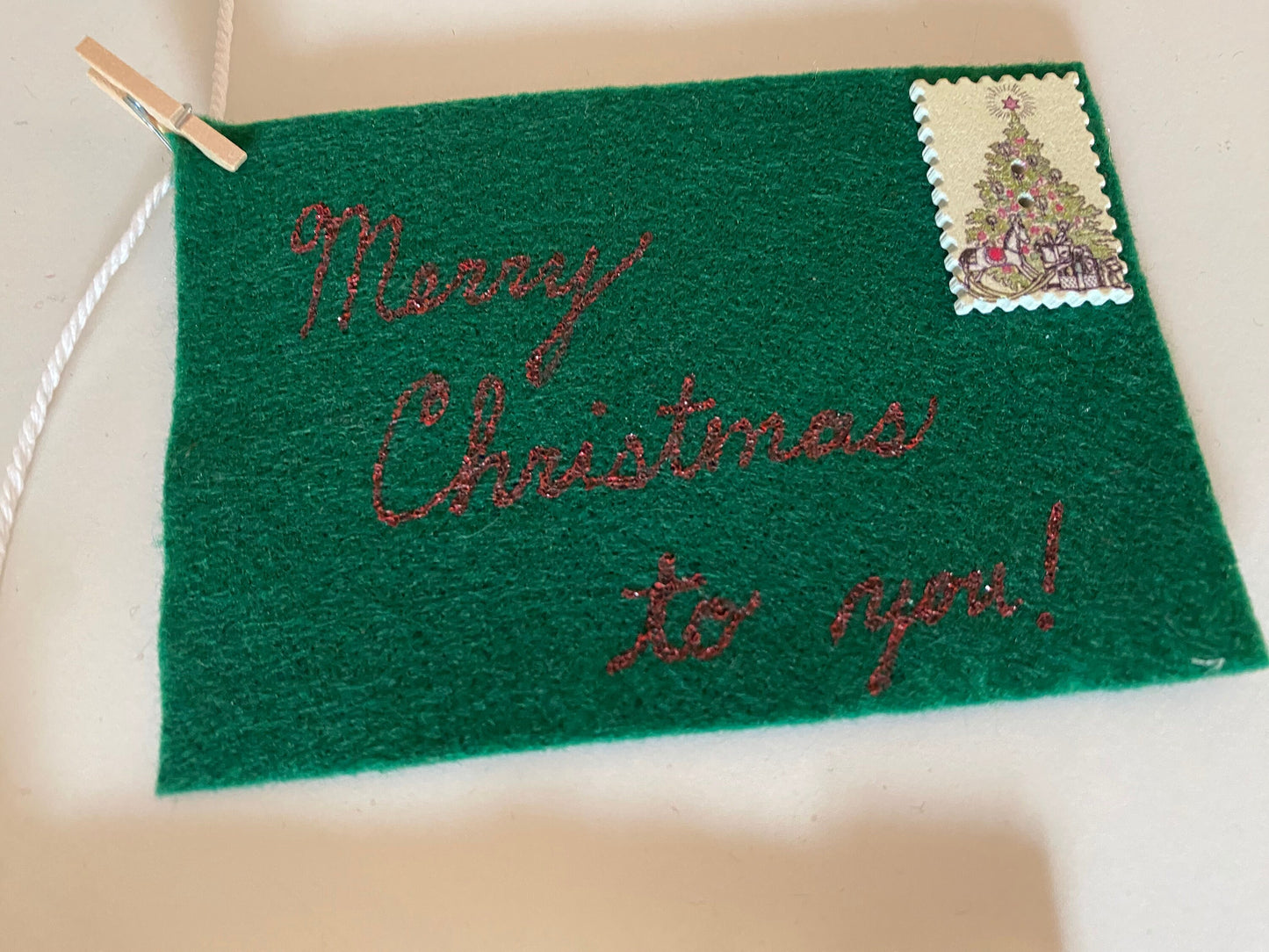 Christmas Cards Felt Banner, Letters to Santa Garland, Envelopes with Stamps Bunting, December Decoration
