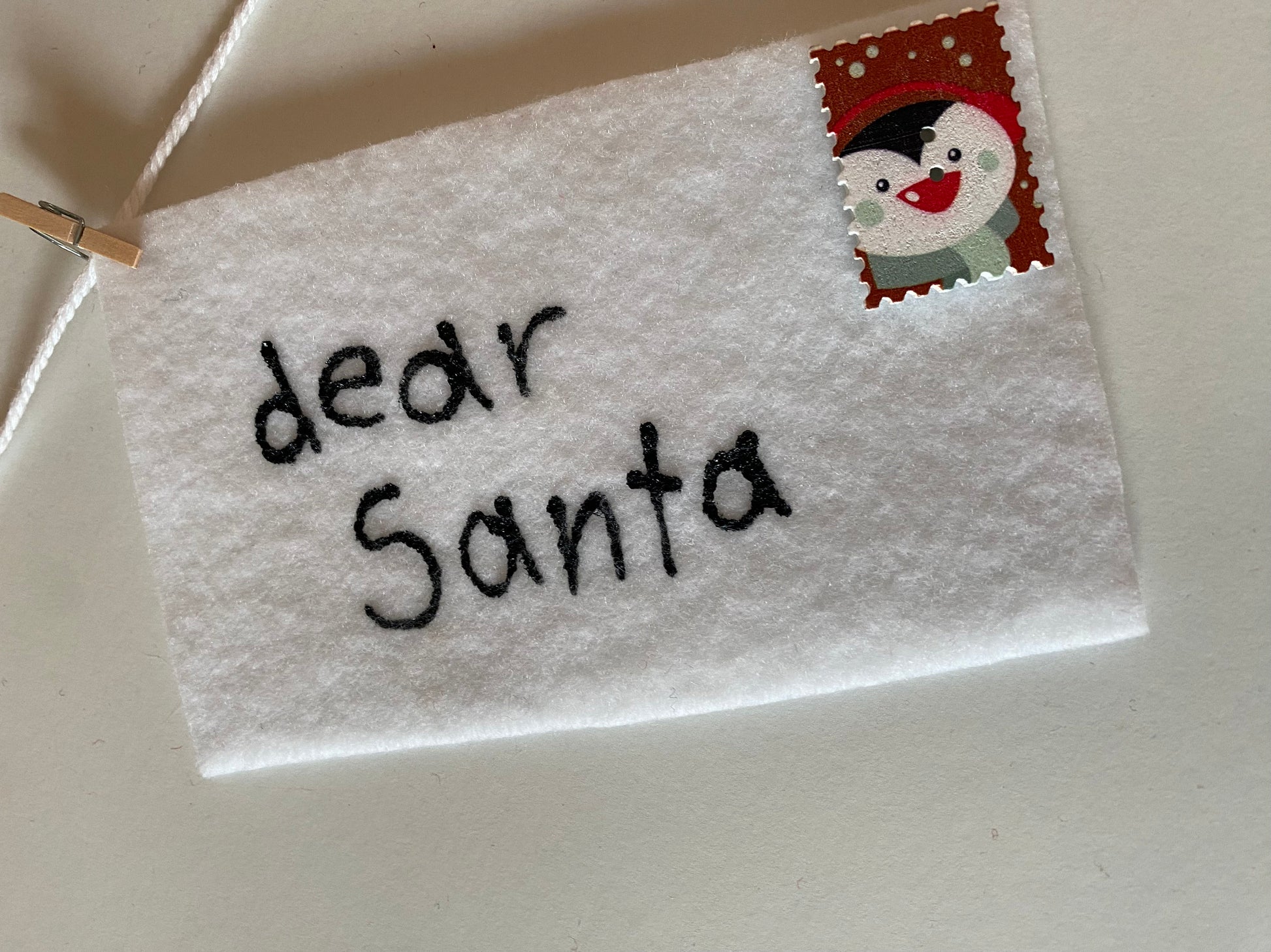 Christmas Cards Felt Banner, Letters to Santa Garland, Envelopes with Stamps Bunting, December Decoration