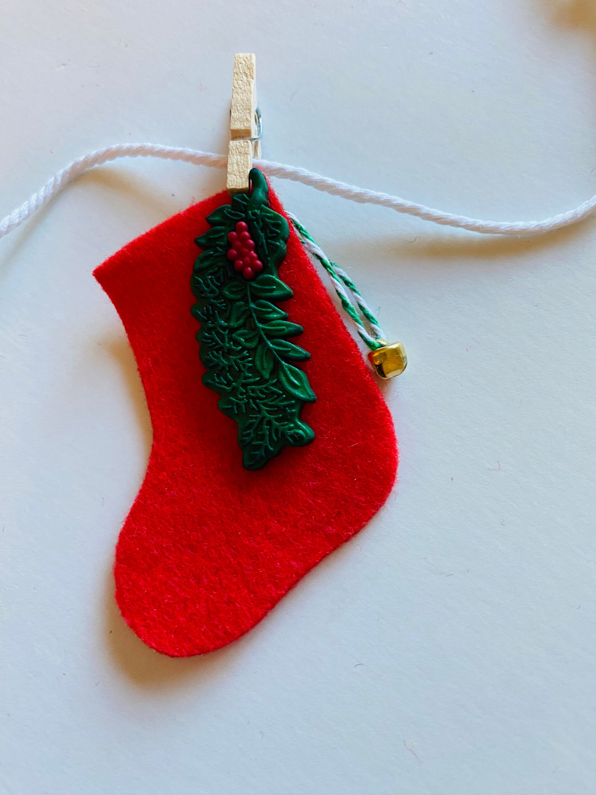 Christmas Stocking Miniature Felt Clothesline Banner, Garland, Bunting Decoration